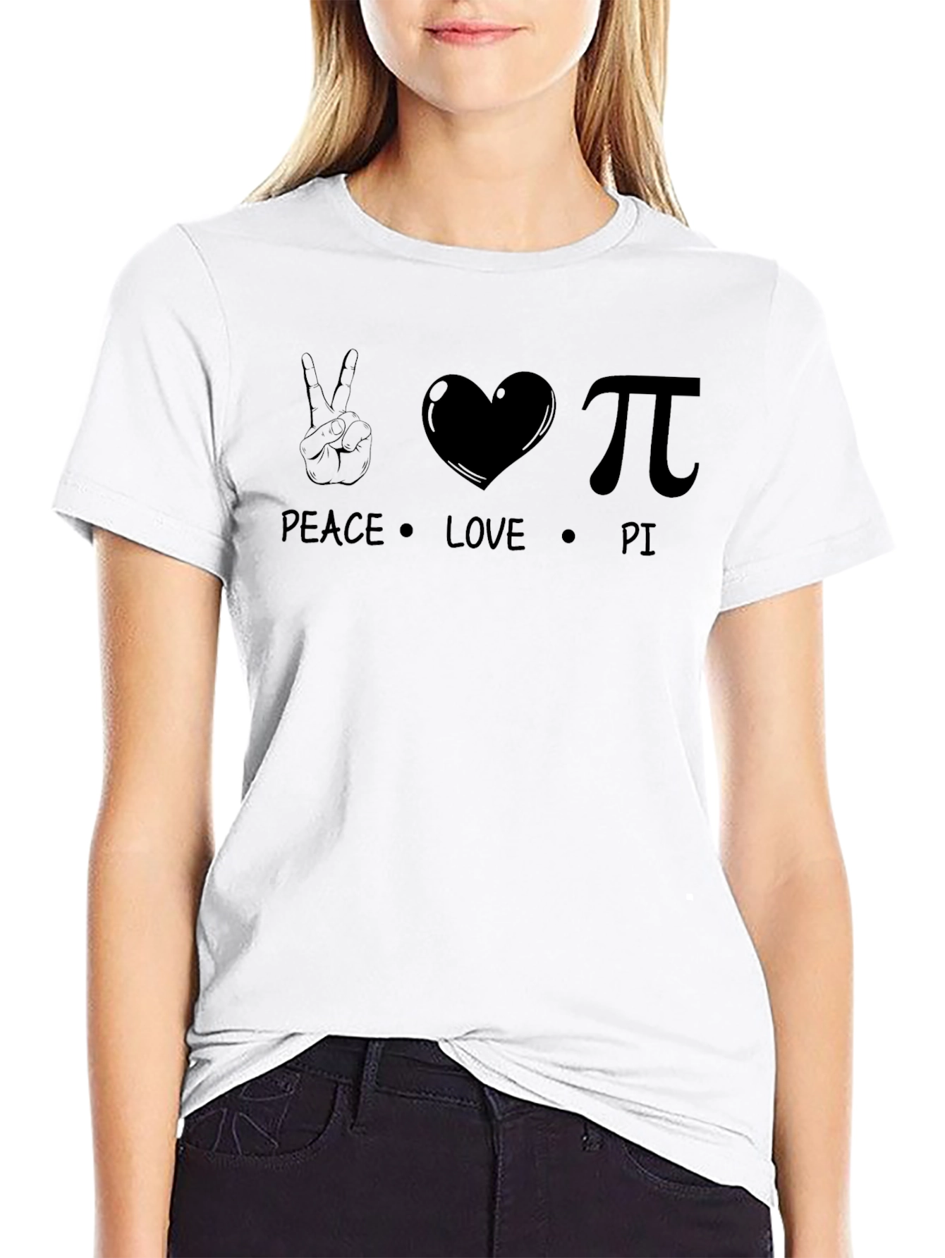 Peace Love Pi Black Graphic T-Shirt