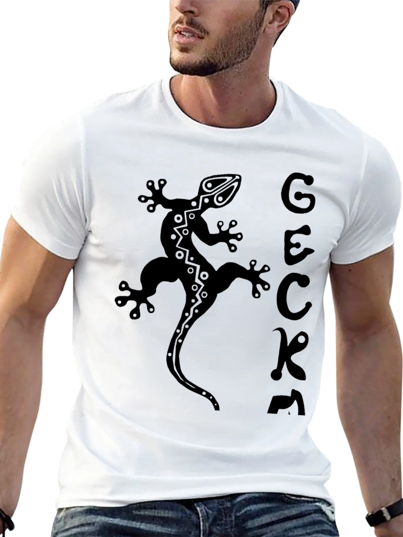 Gecko Graphic Print Black T-Shirt