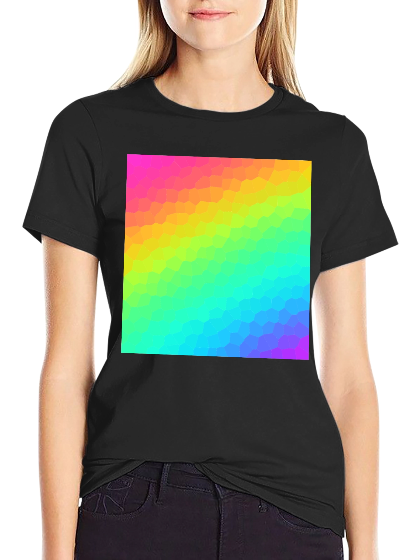 Prismatic Pixel Tee - Vibrant Graphic Print