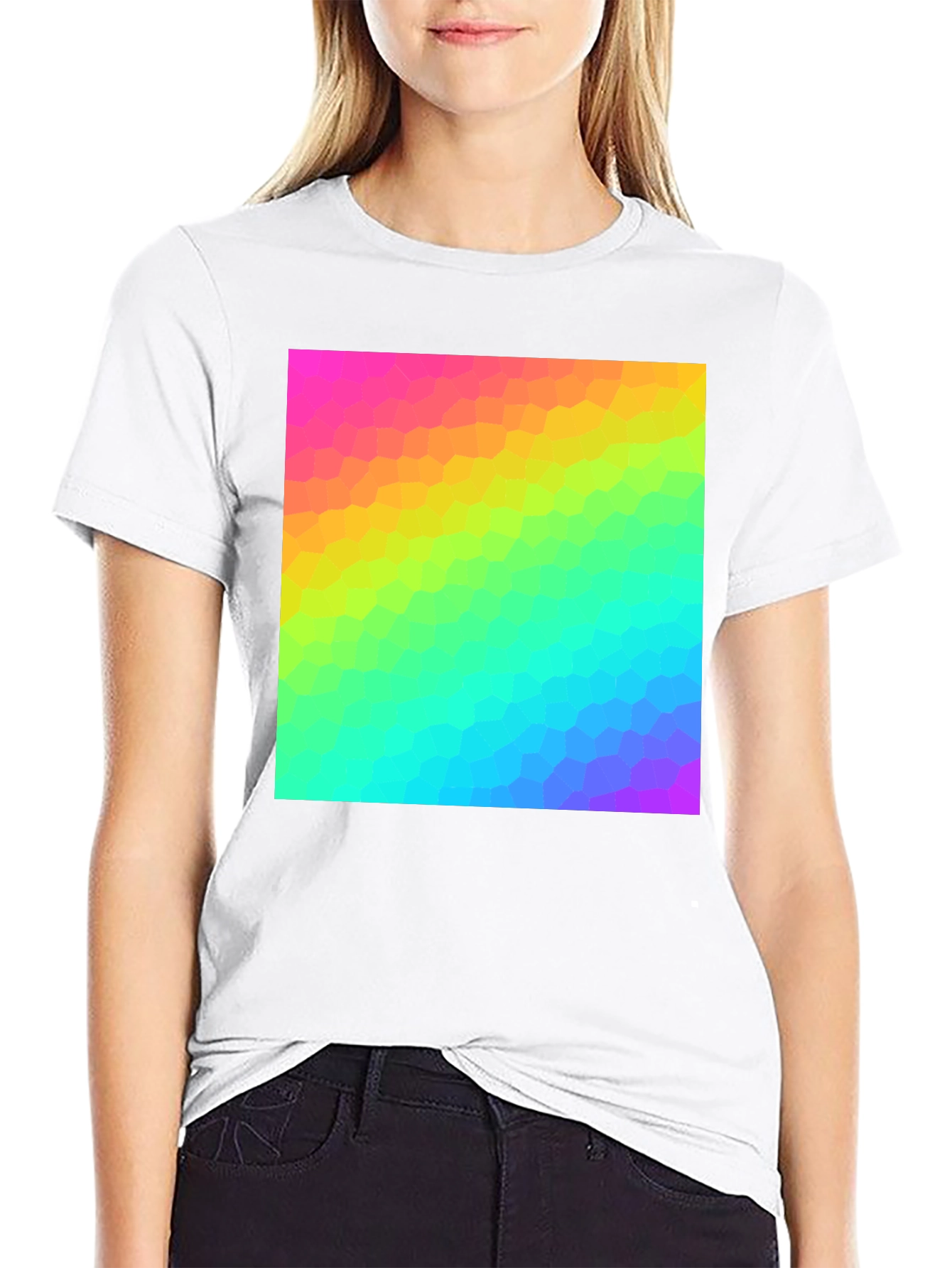 Prismatic Pixel Tee - Vibrant Graphic Print