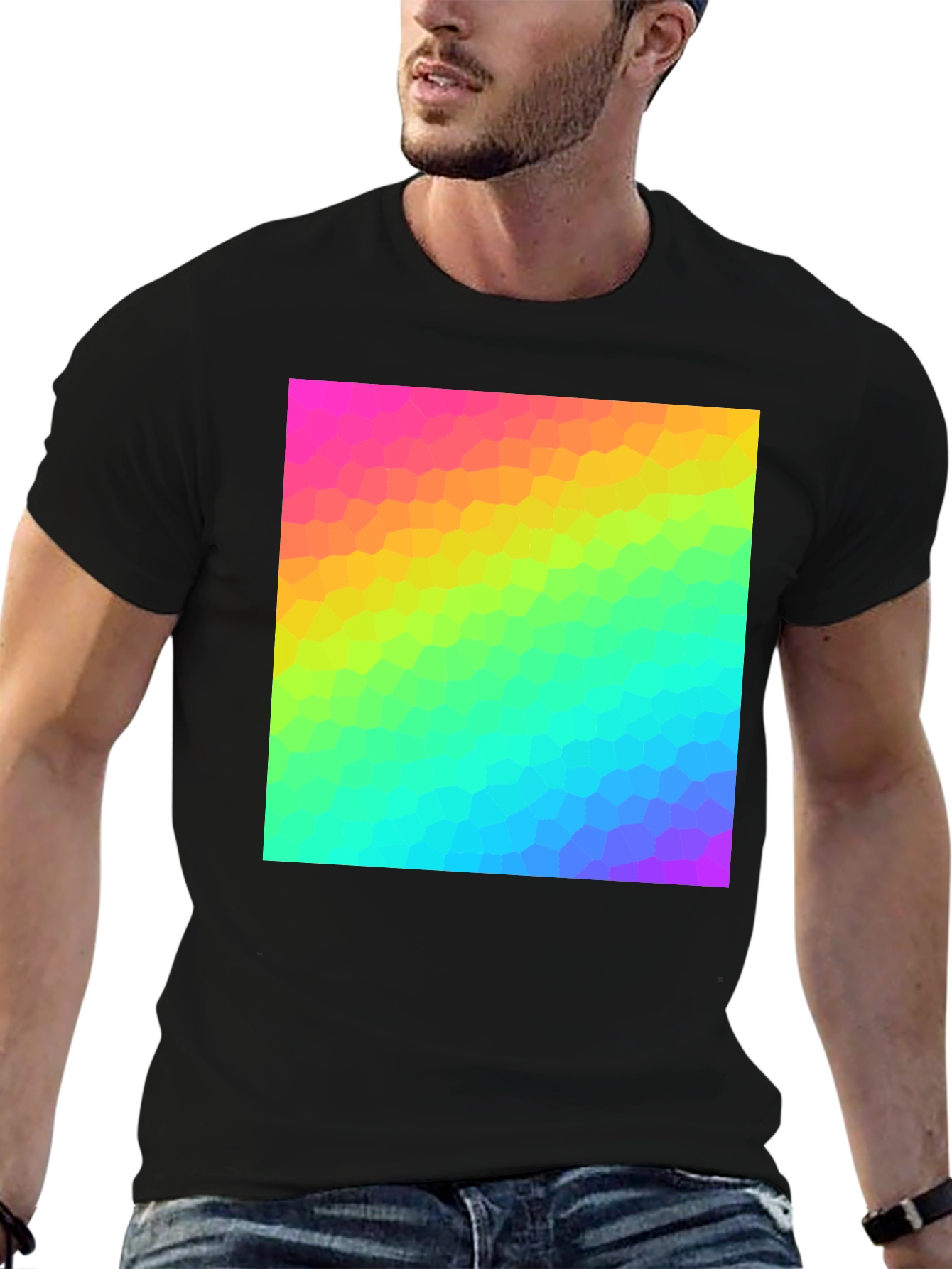Prismatic Pixel Tee - Vibrant Graphic Print