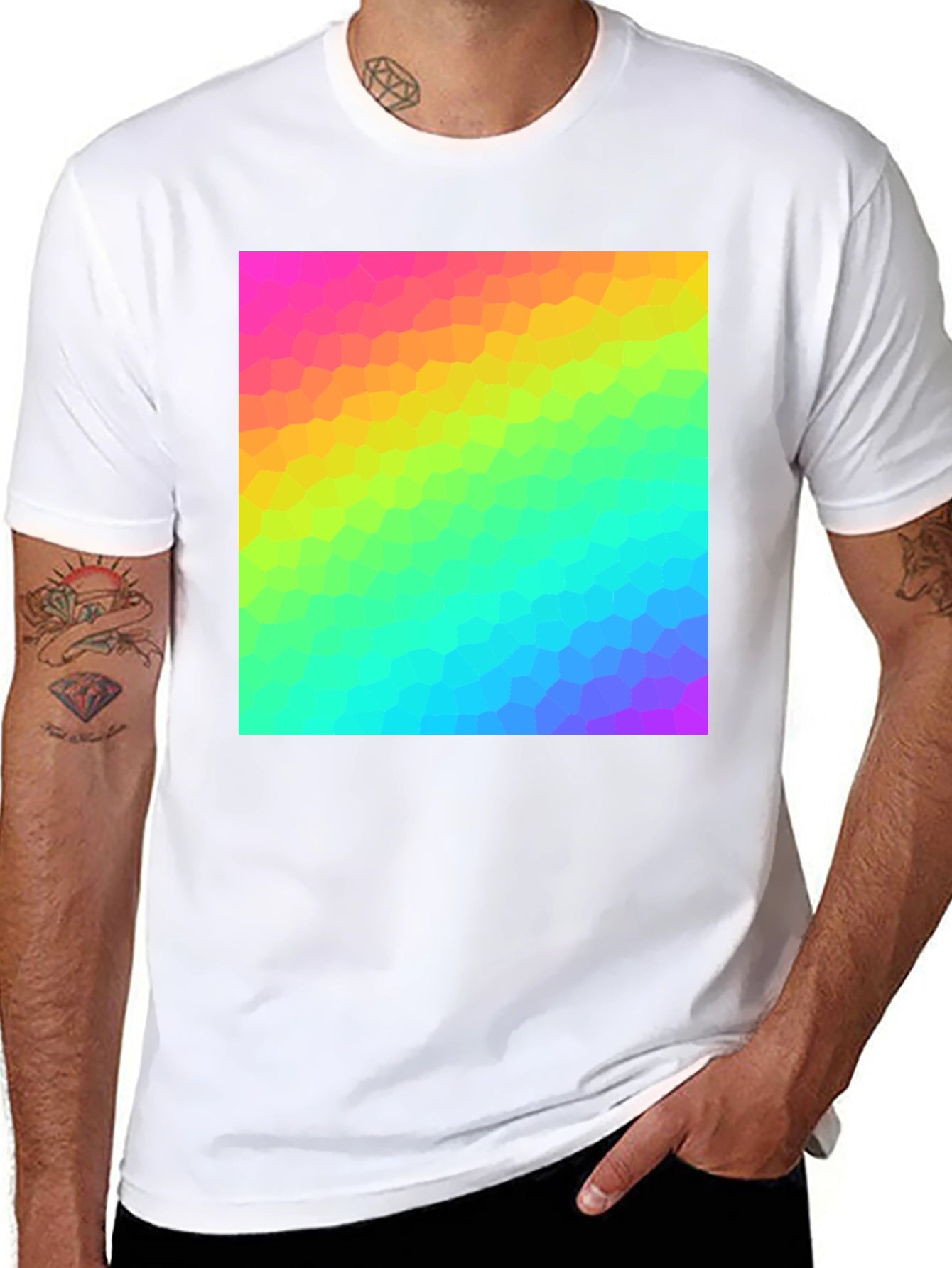 Prismatic Pixel Tee - Vibrant Graphic Print