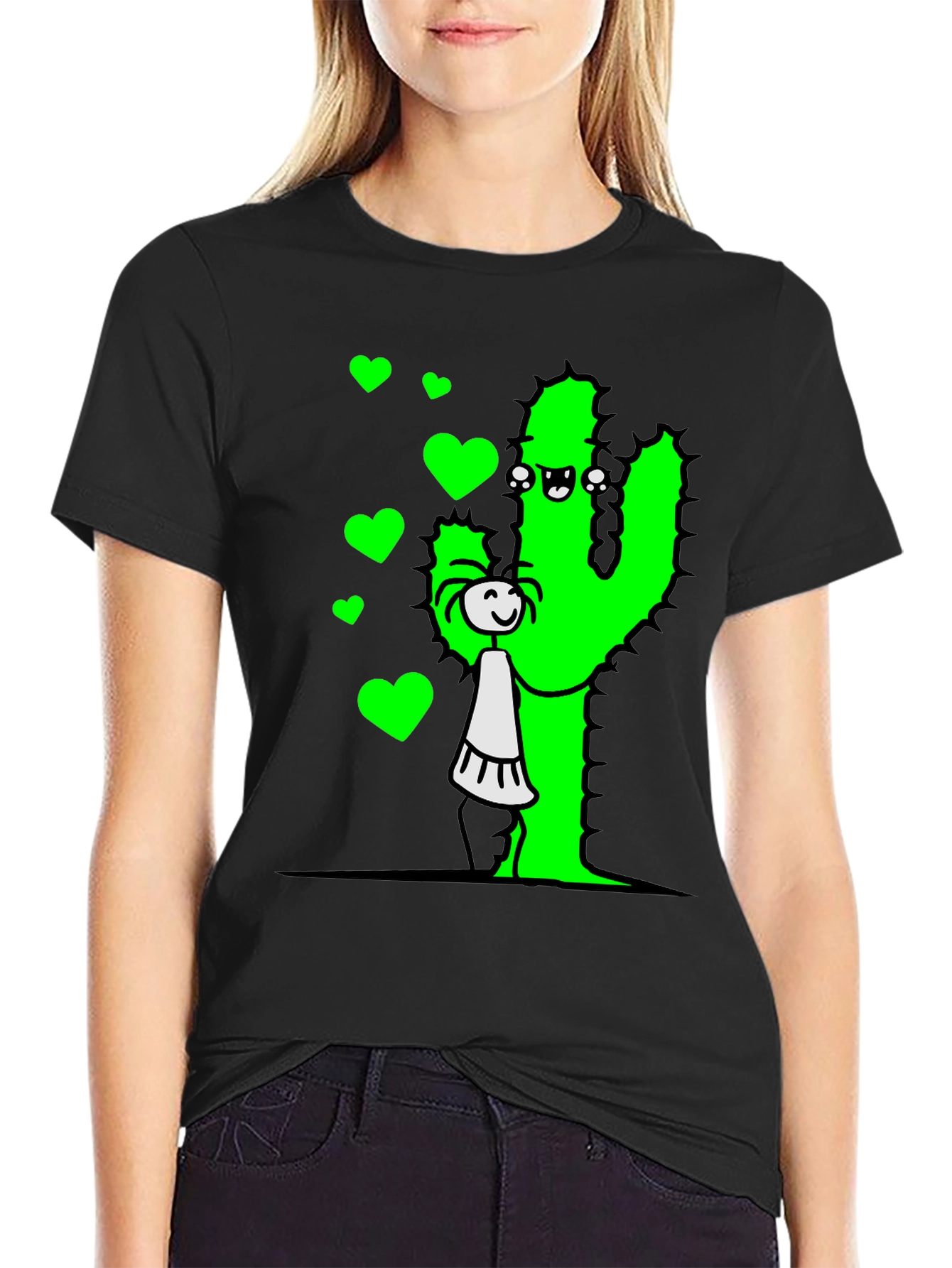 Cactus Love Graphic Tee - Black