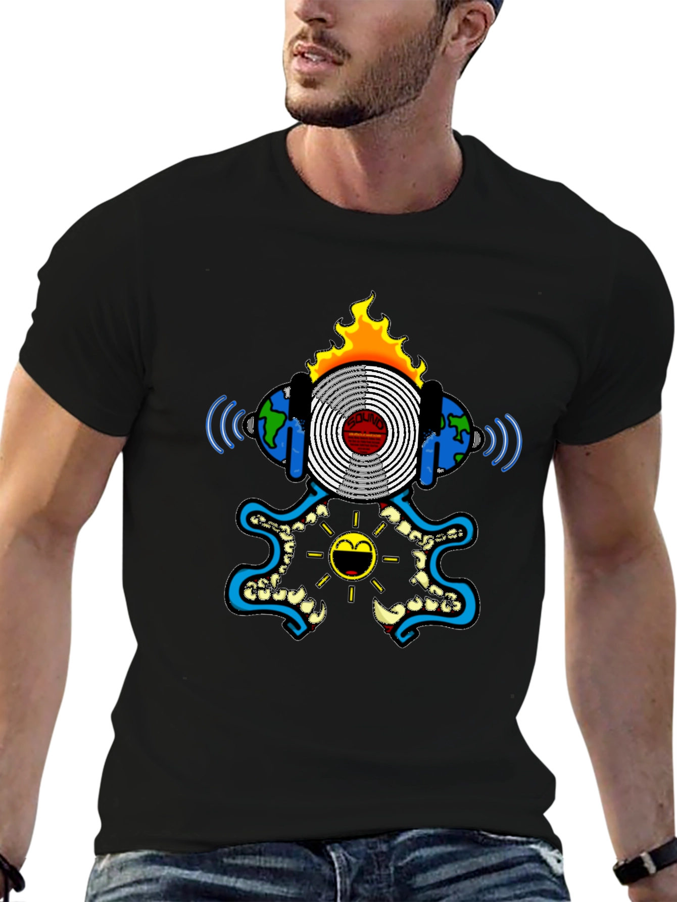 Black Graphic Tee - Soundwave Design