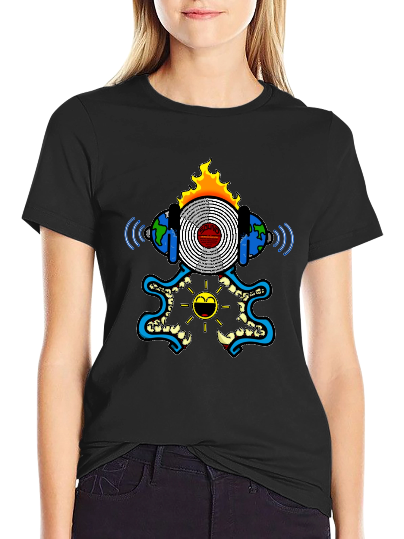 Black Graphic Tee - Soundwave Design