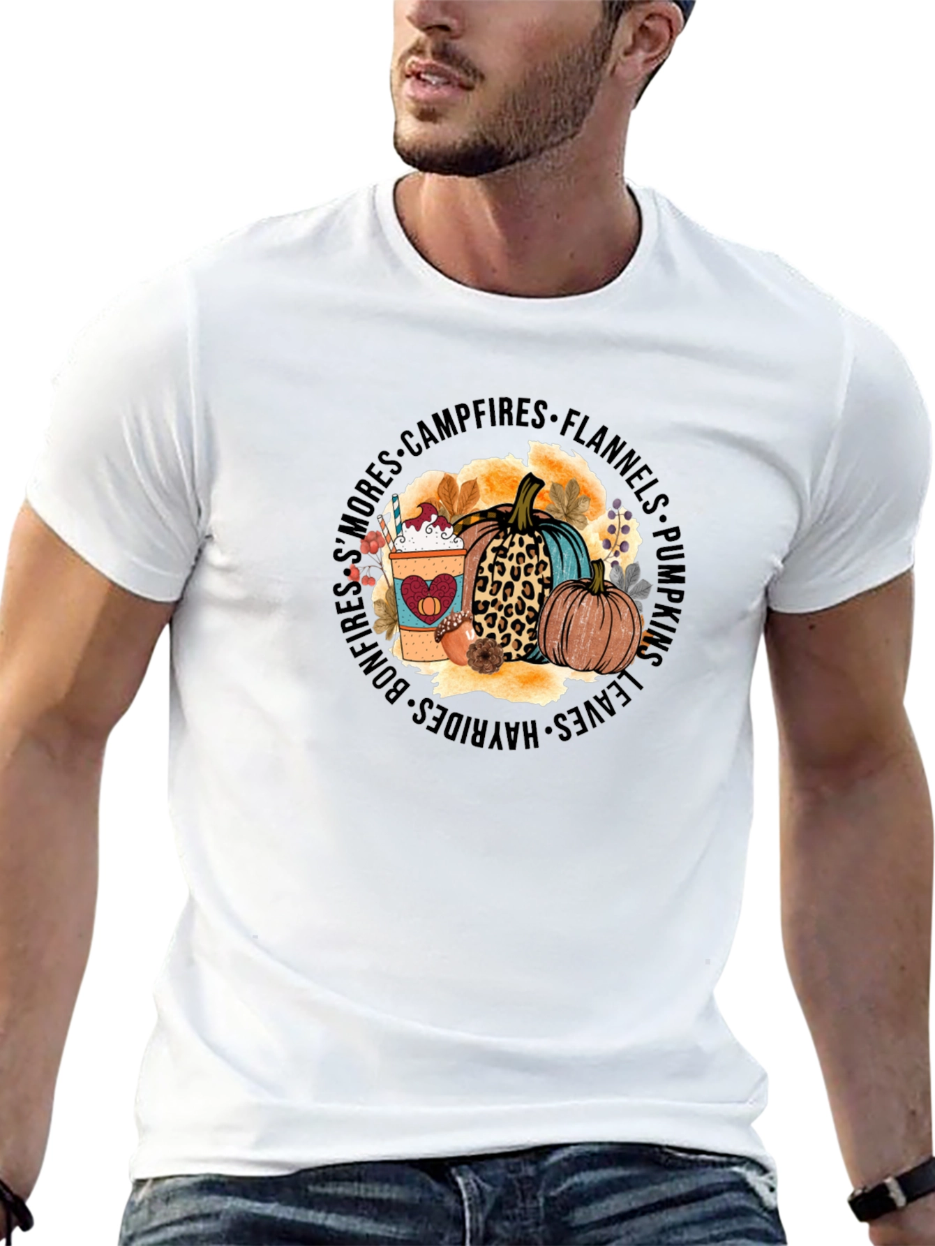 Fall Vibes T-Shirt - Pumpkins Coffee Bonfires