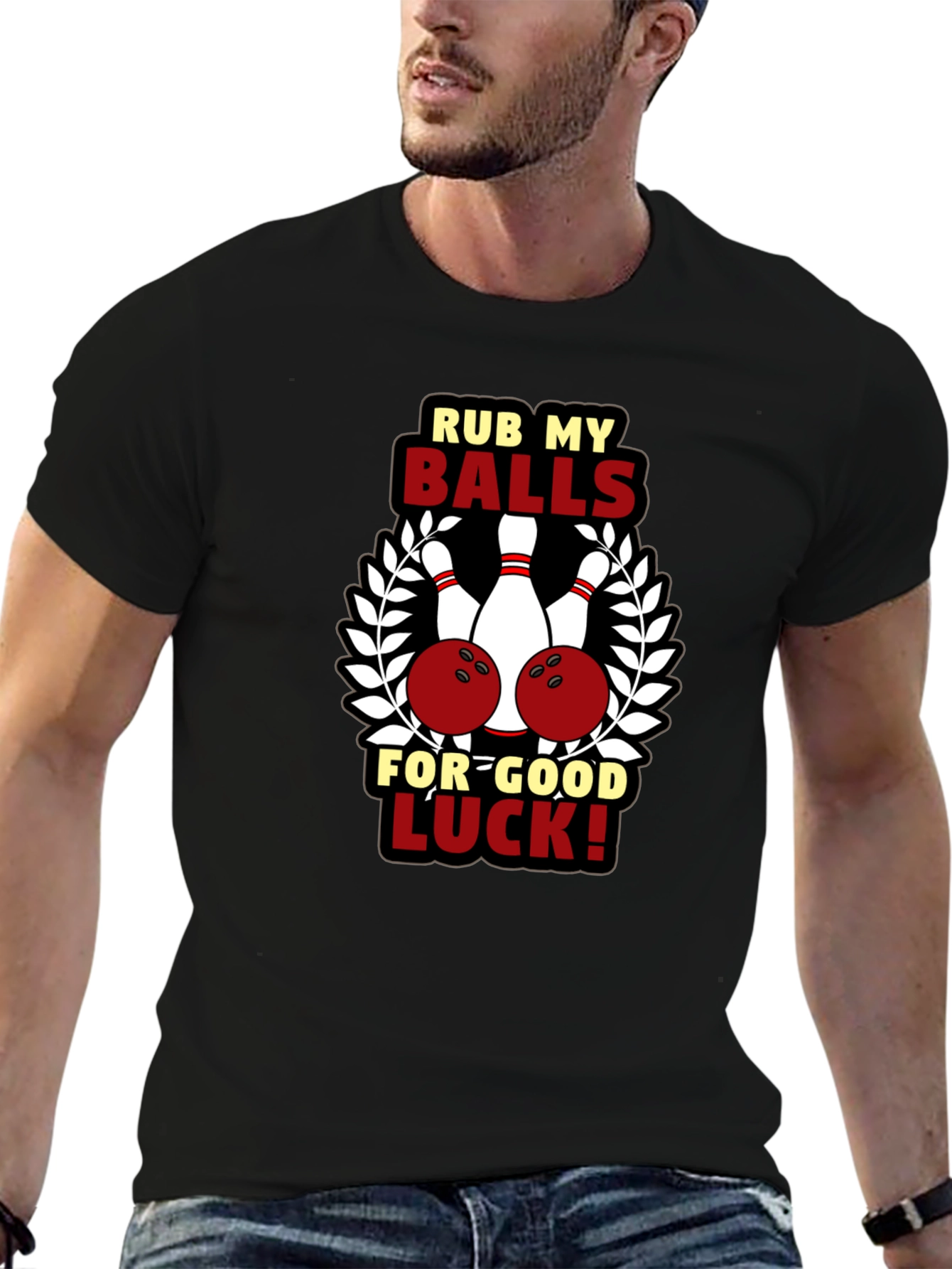 Rub My Balls T-Shirt - Funny Bowling Graphic Tee