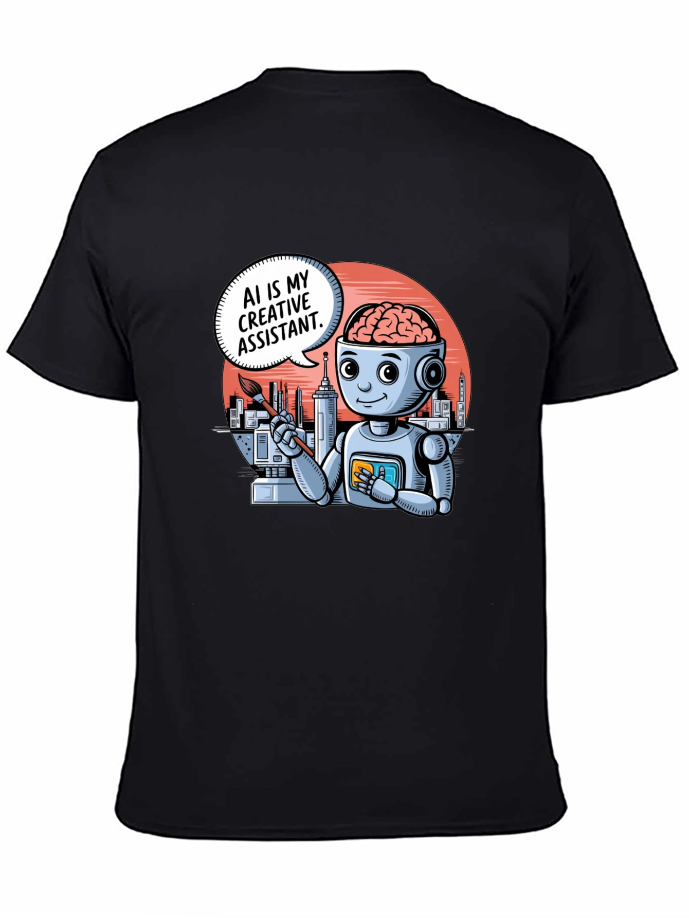 AI Creative Assistant T-Shirt - Modern Robot Artist Tee