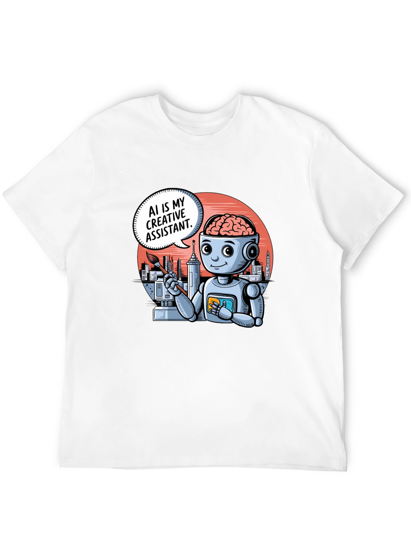 AI Creative Assistant T-Shirt - Modern Robot Artist Tee