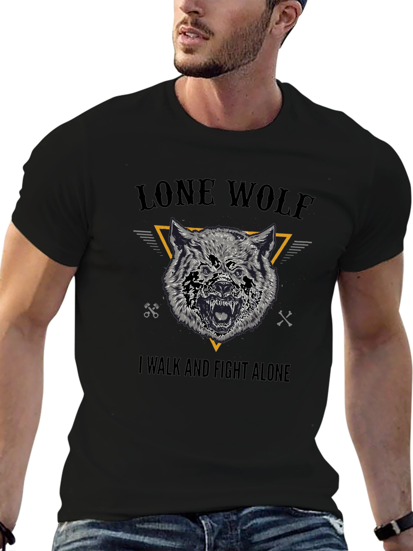 Lone Wolf Graphic Tee - Black Cotton T-Shirt