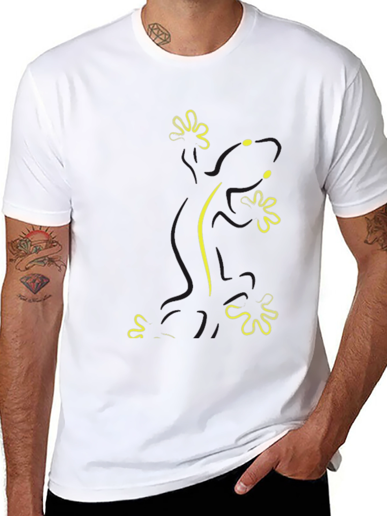Mens Black T-Shirt with Gecko Design