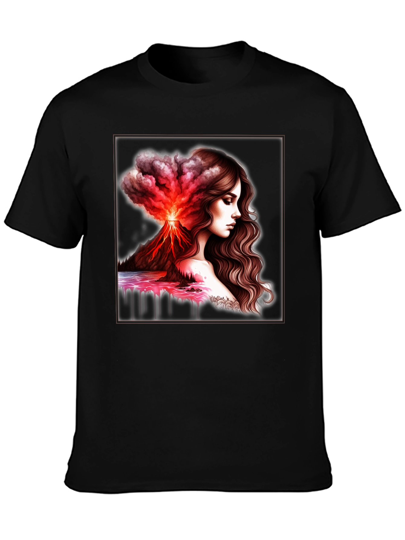 Volcano Goddess Graphic Black T-Shirt