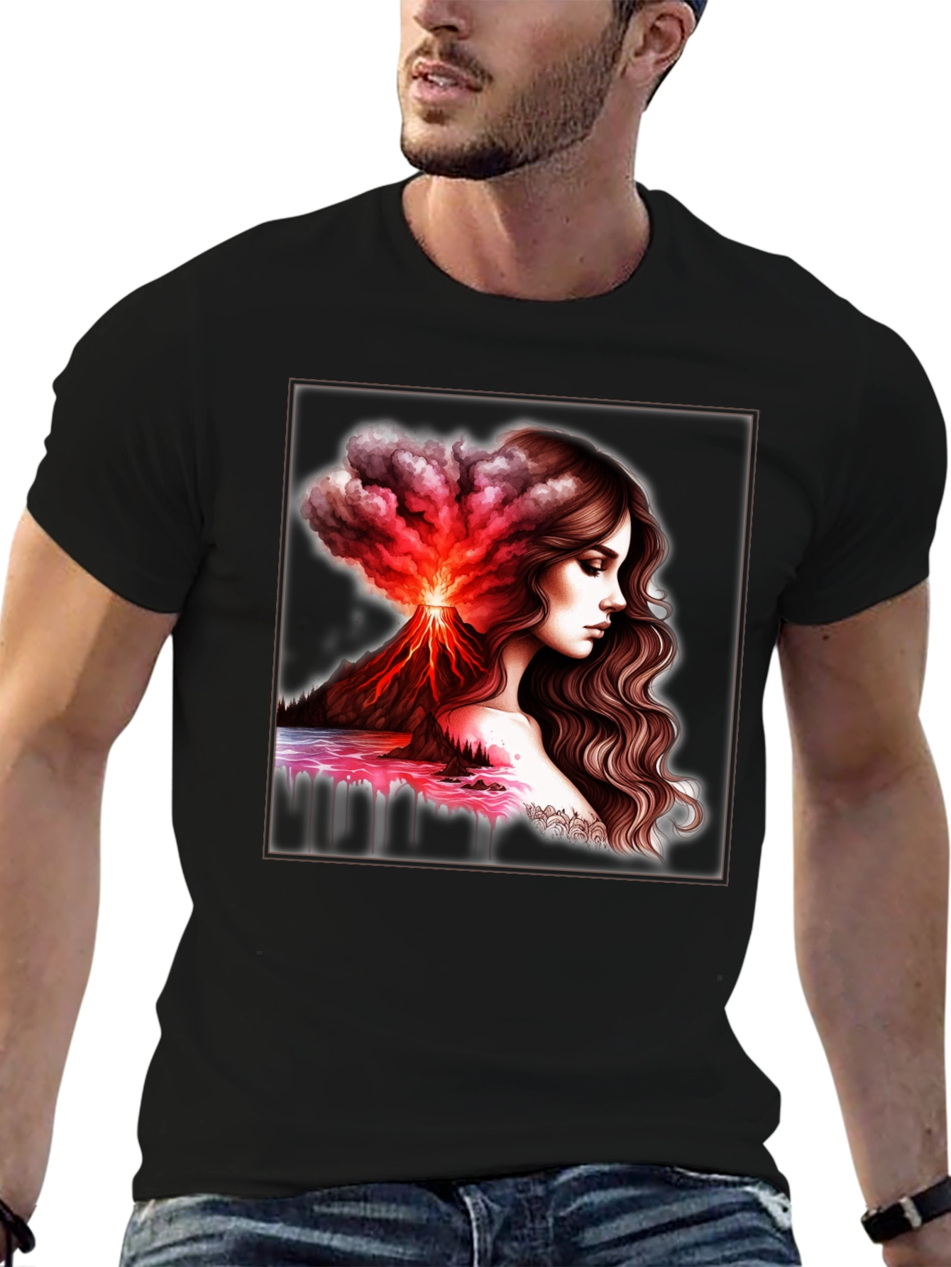 Volcano Goddess Graphic Black T-Shirt