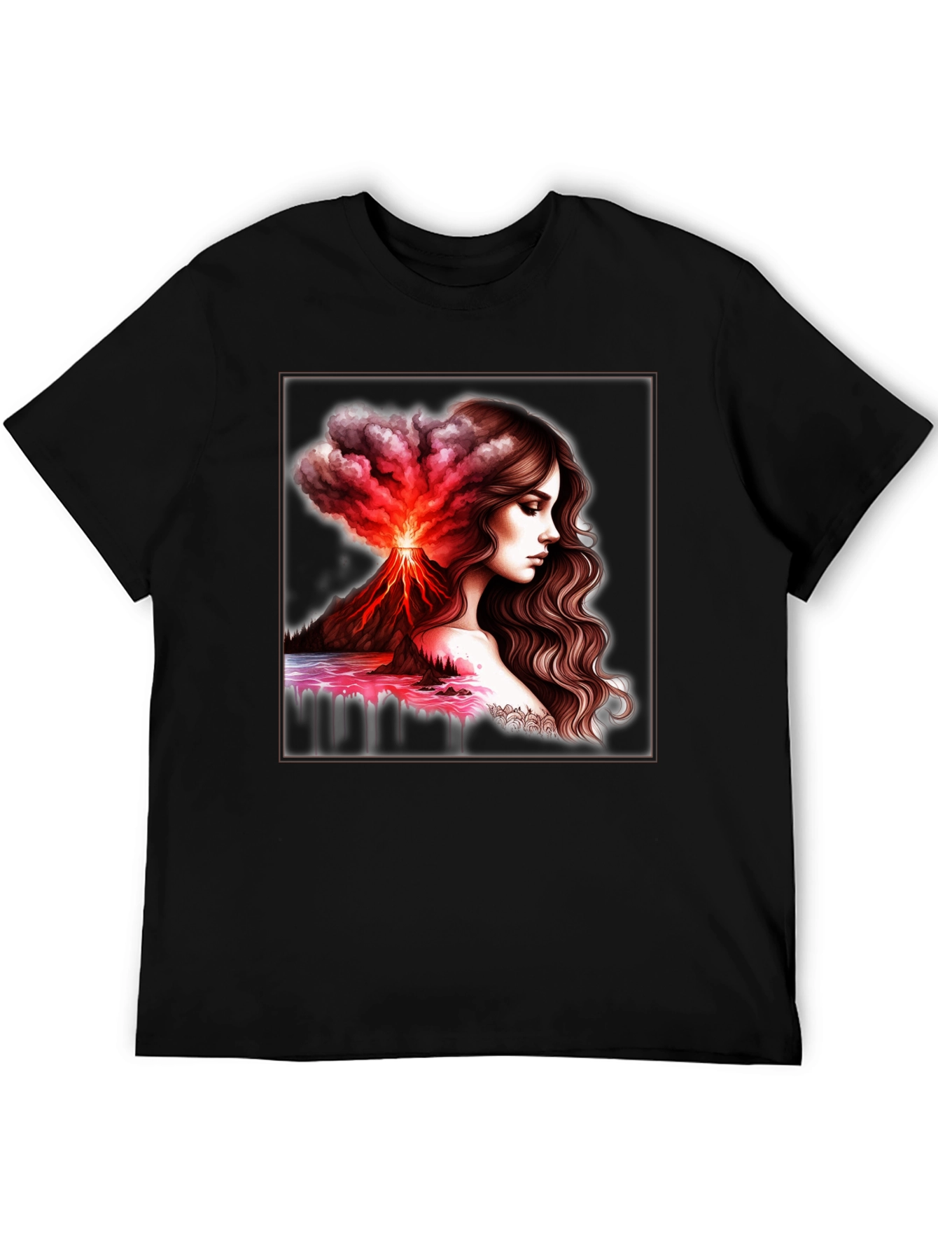 Volcano Goddess Graphic Black T-Shirt