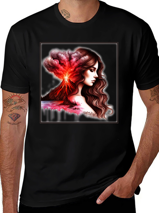 Volcano Goddess Graphic Black T-Shirt