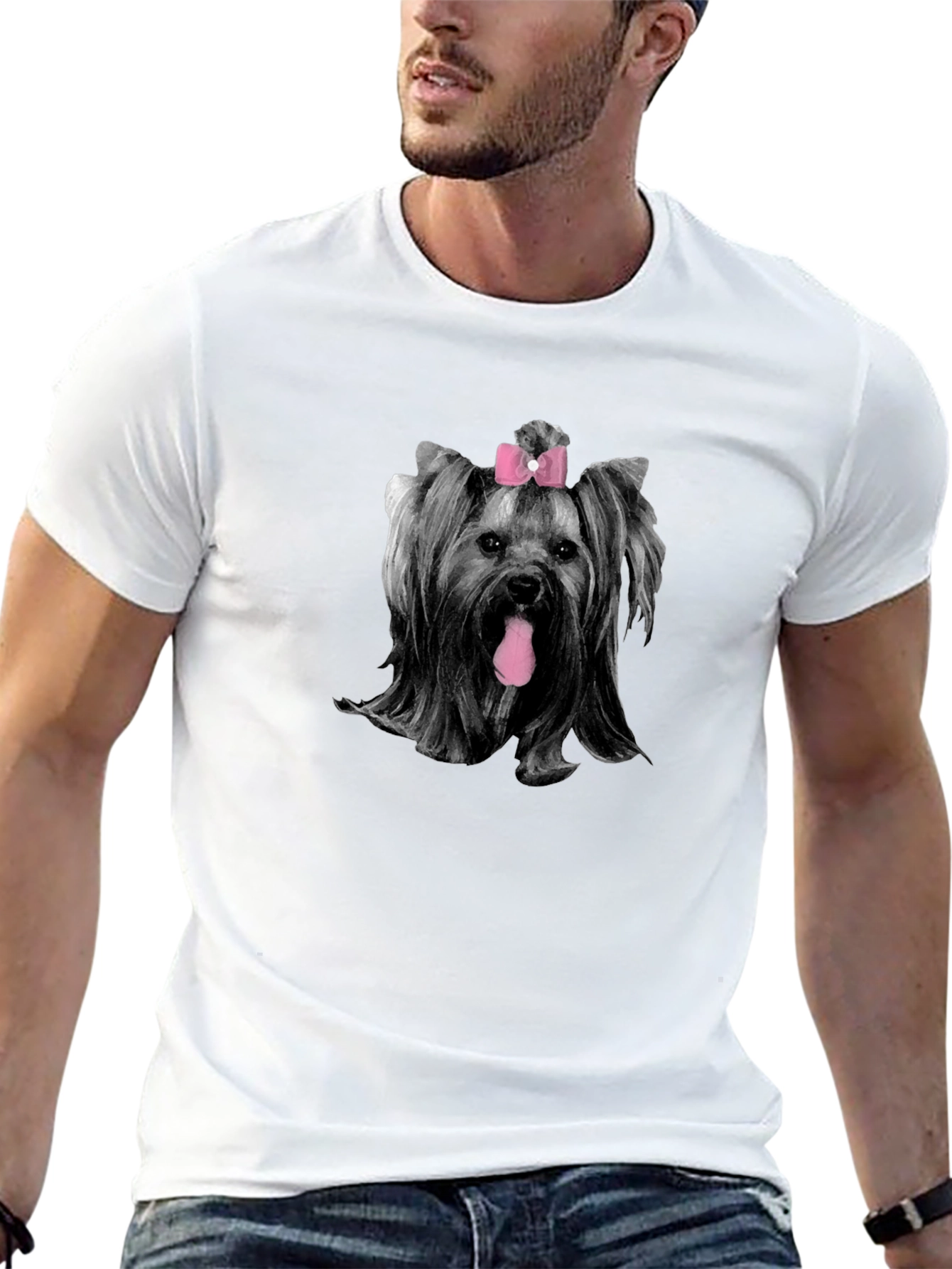 Yorkie with Bow T-Shirt - Cute Dog Tee