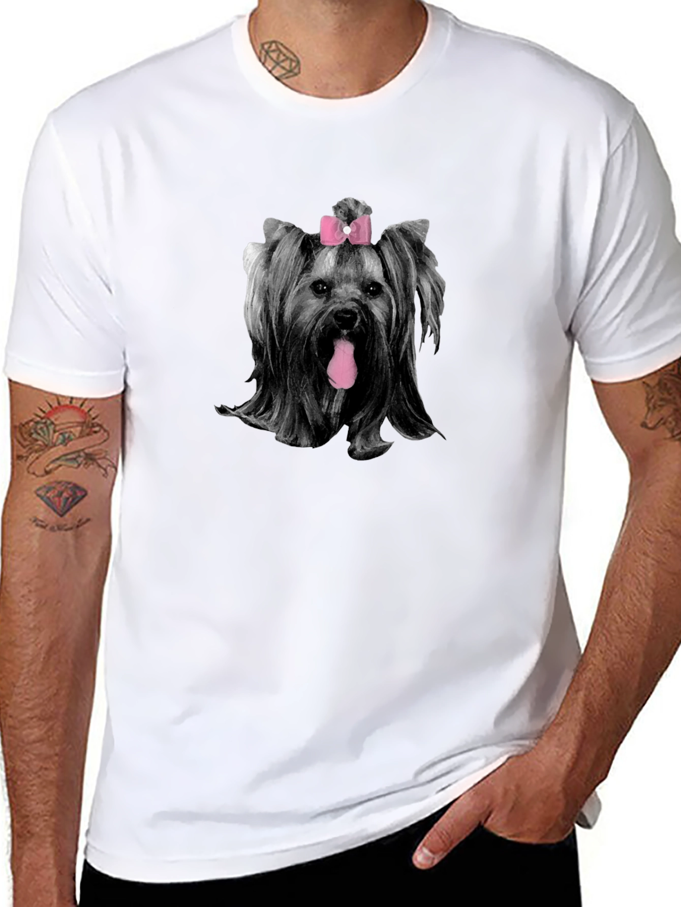 Yorkie with Bow T-Shirt - Cute Dog Tee