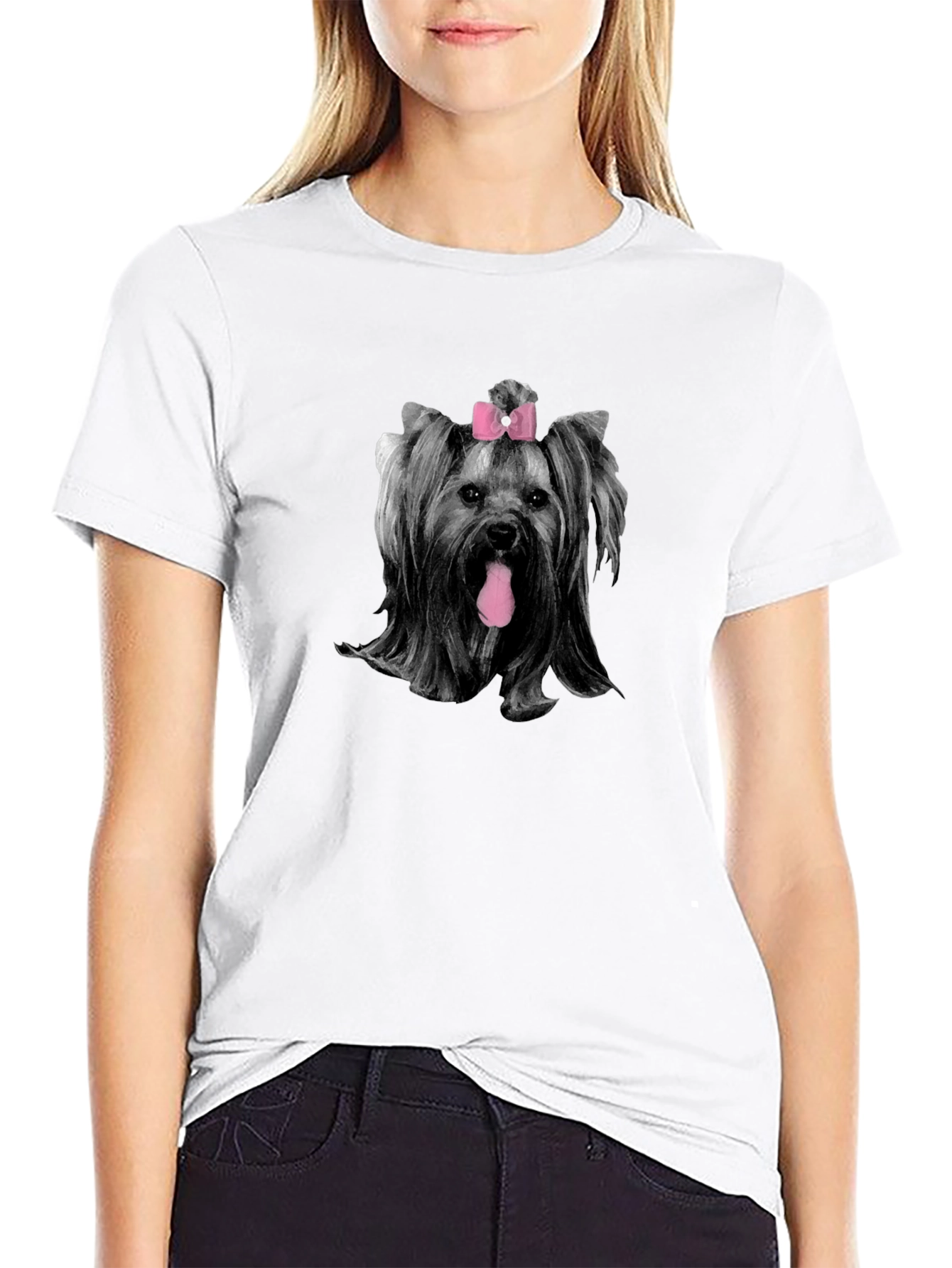 Yorkie with Bow T-Shirt - Cute Dog Tee