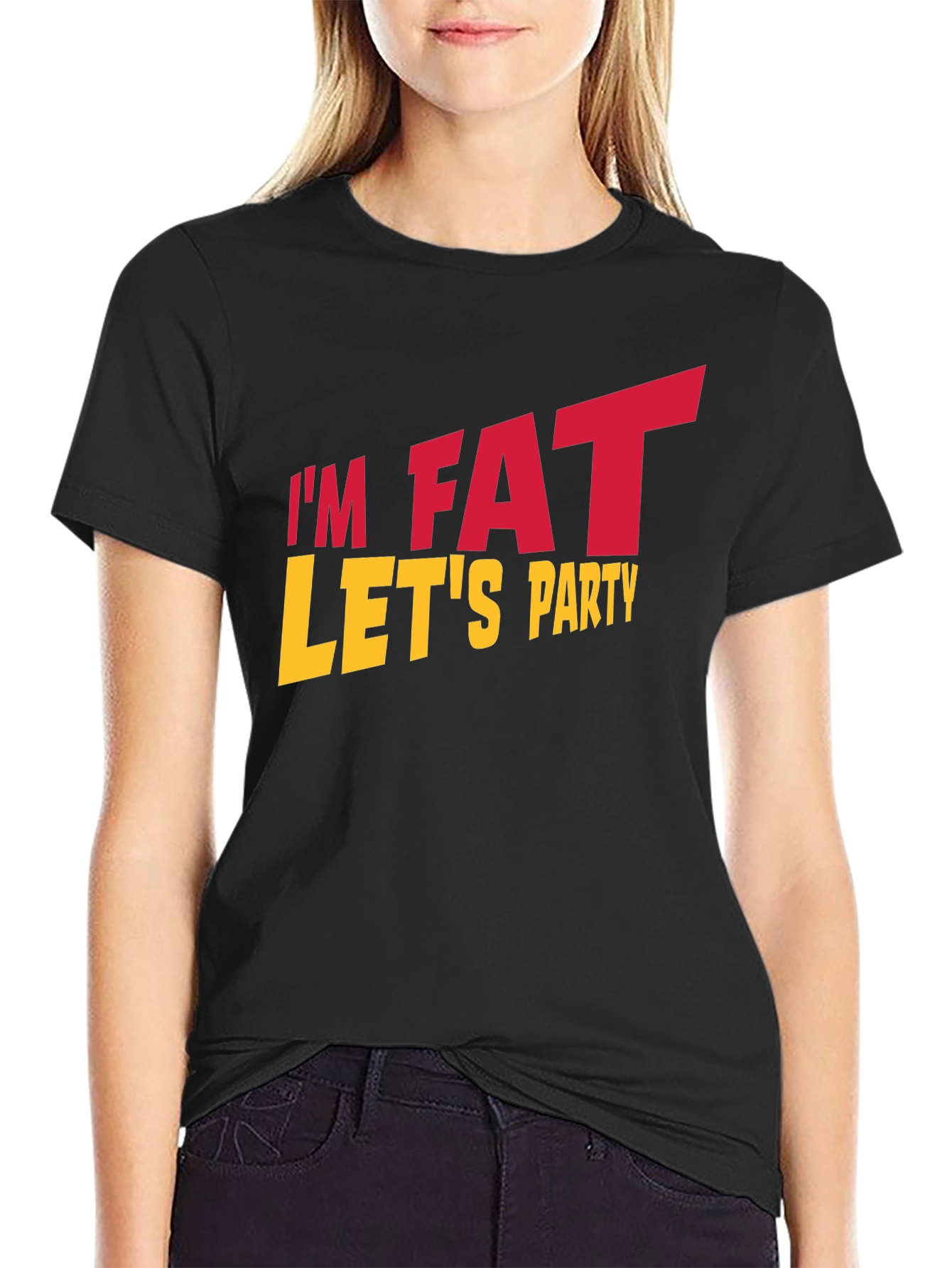 Im Fat Lets Party Black T-Shirt
