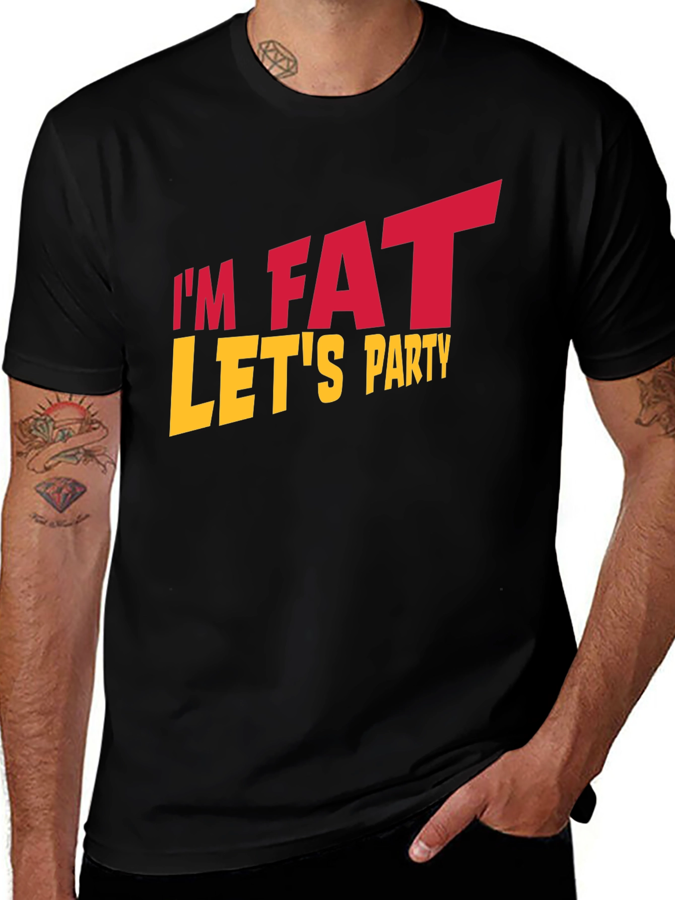 Im Fat Lets Party Black T-Shirt