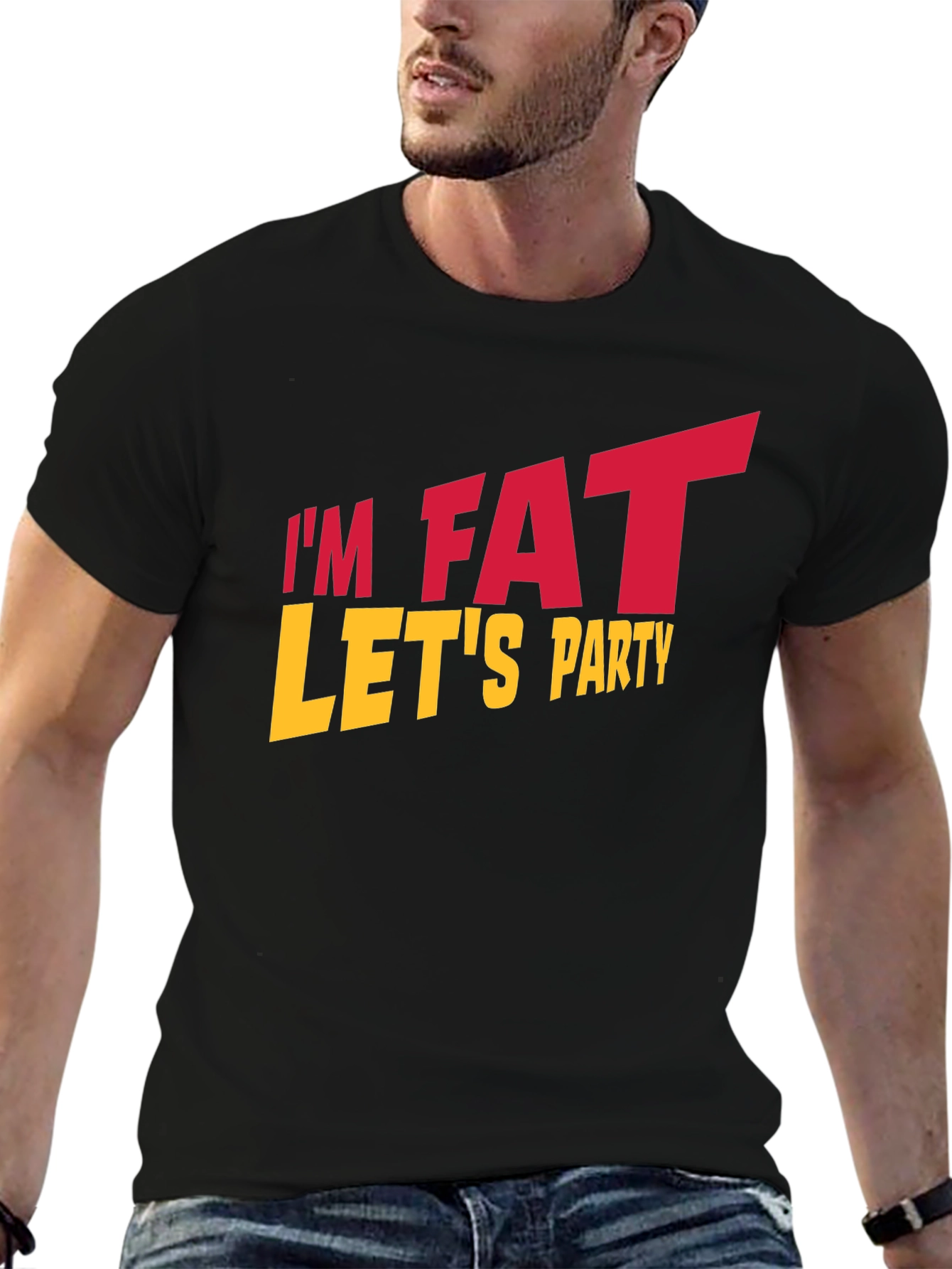 Im Fat Lets Party Black T-Shirt