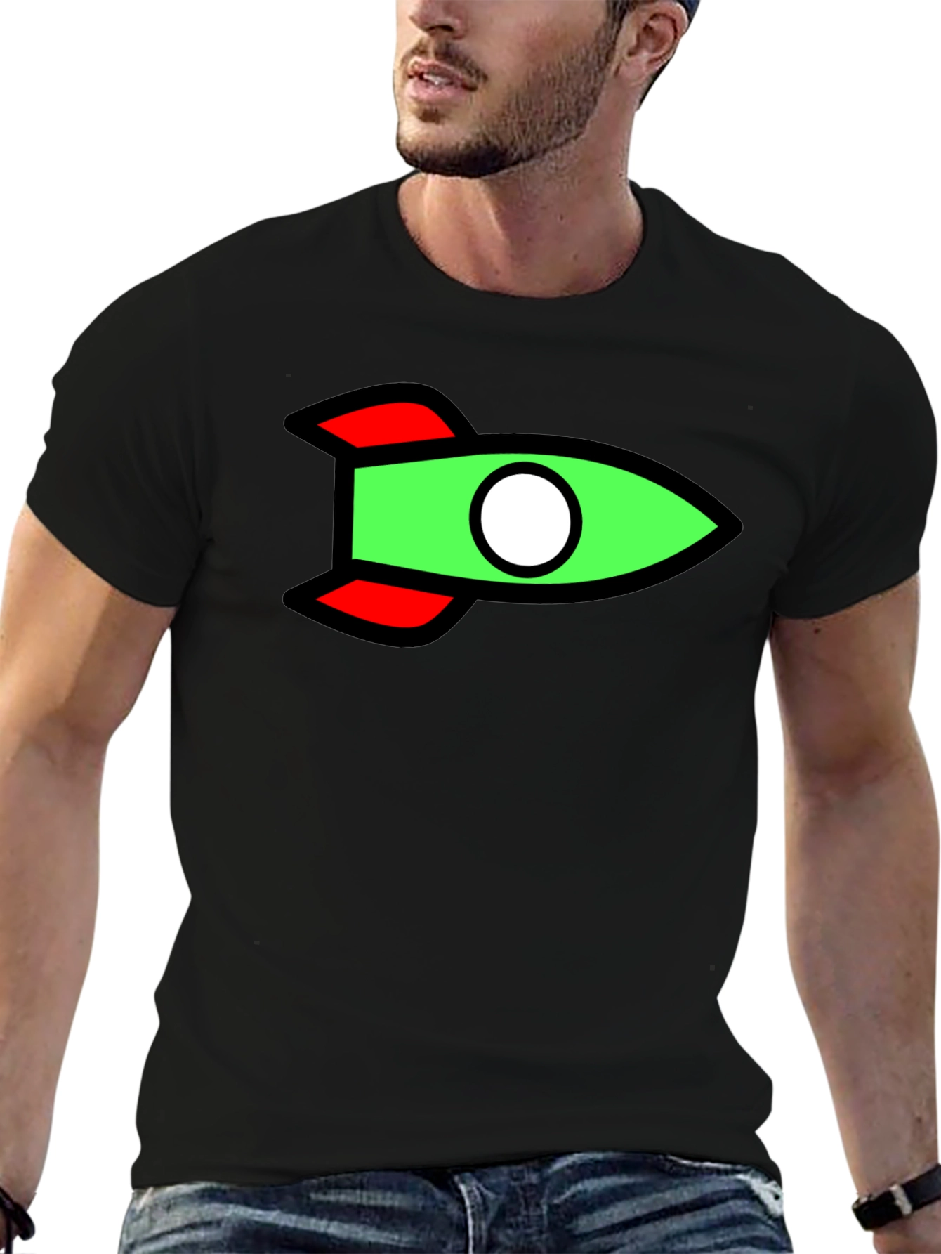 Rocket Graphic Black T-Shirt - Fun Casual Tee