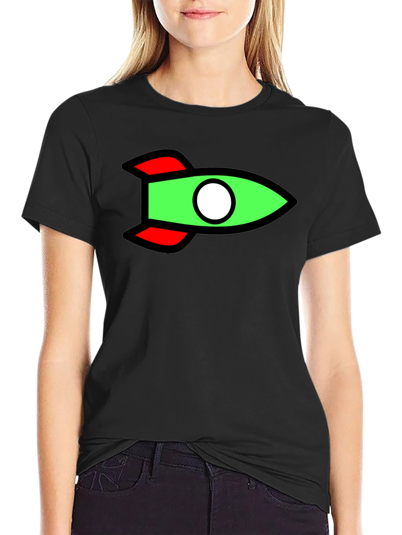 Rocket Graphic Black T-Shirt - Fun Casual Tee