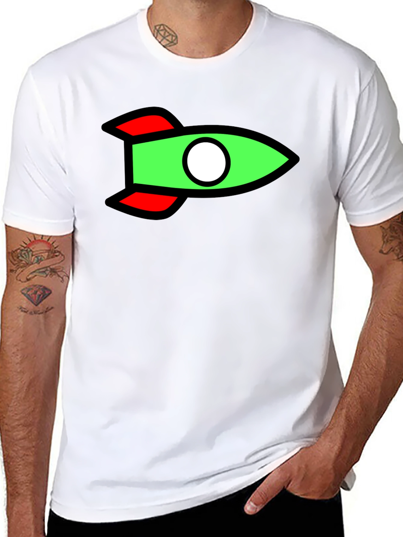 Rocket Graphic Black T-Shirt - Fun Casual Tee