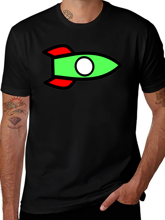 Rocket Graphic Black T-Shirt - Fun Casual Tee