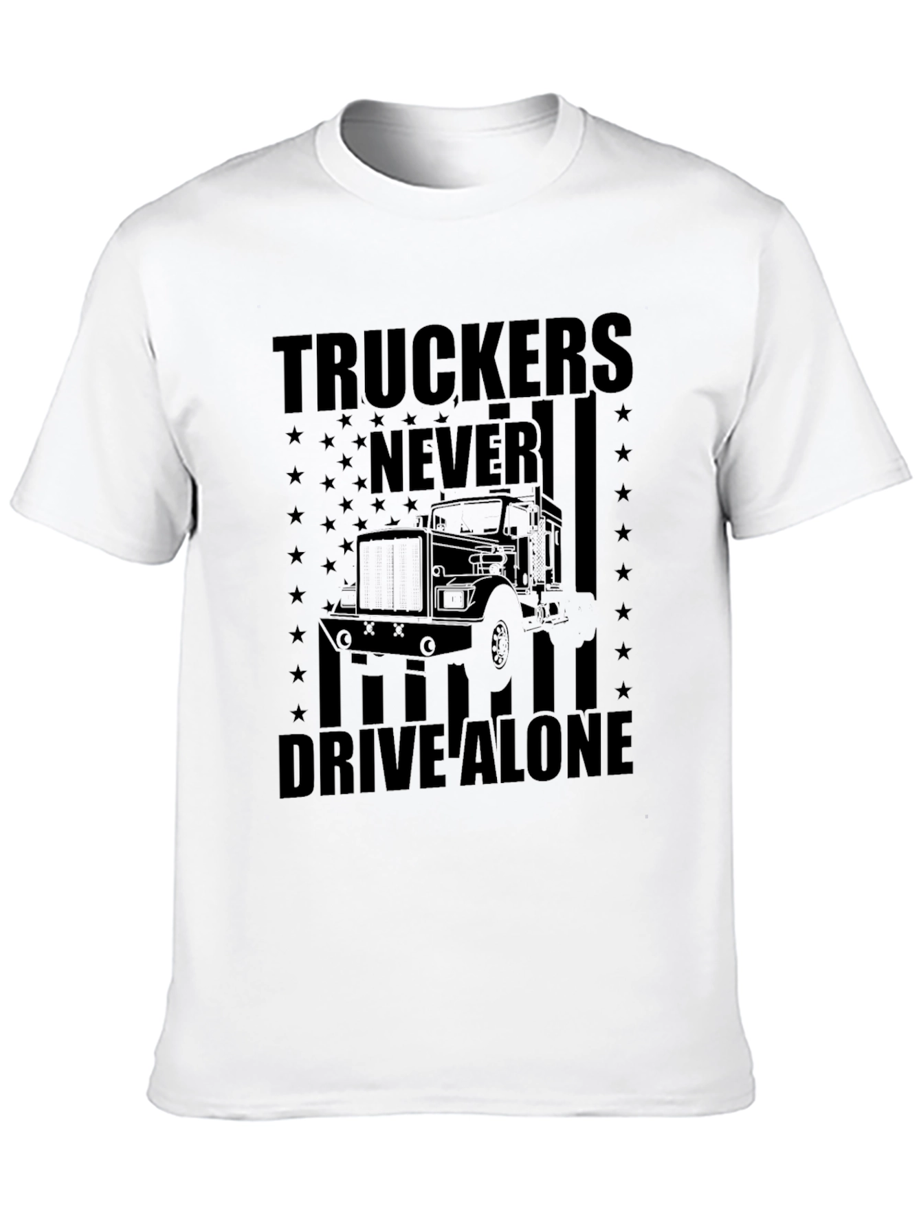 Truckers Never Drive Alone Black T-Shirt