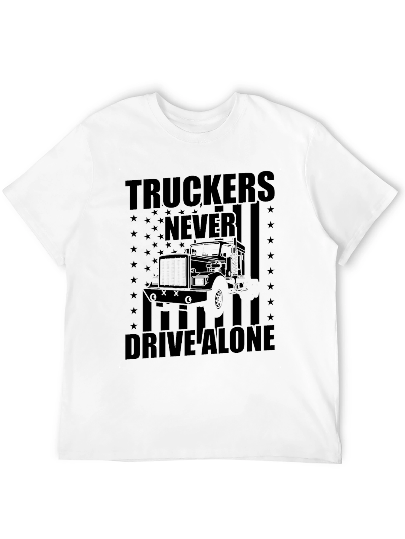 Truckers Never Drive Alone Black T-Shirt
