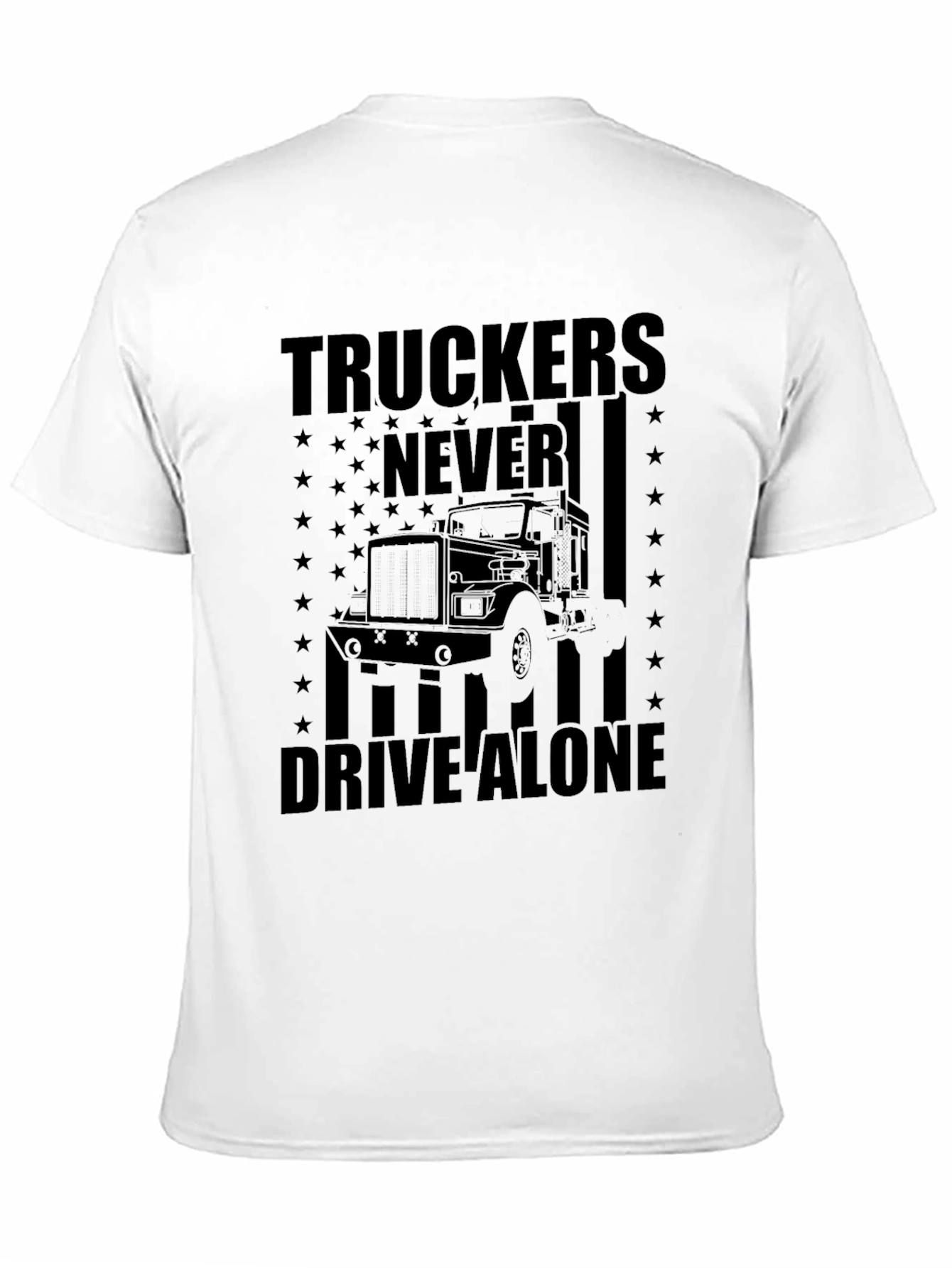 Truckers Never Drive Alone Black T-Shirt