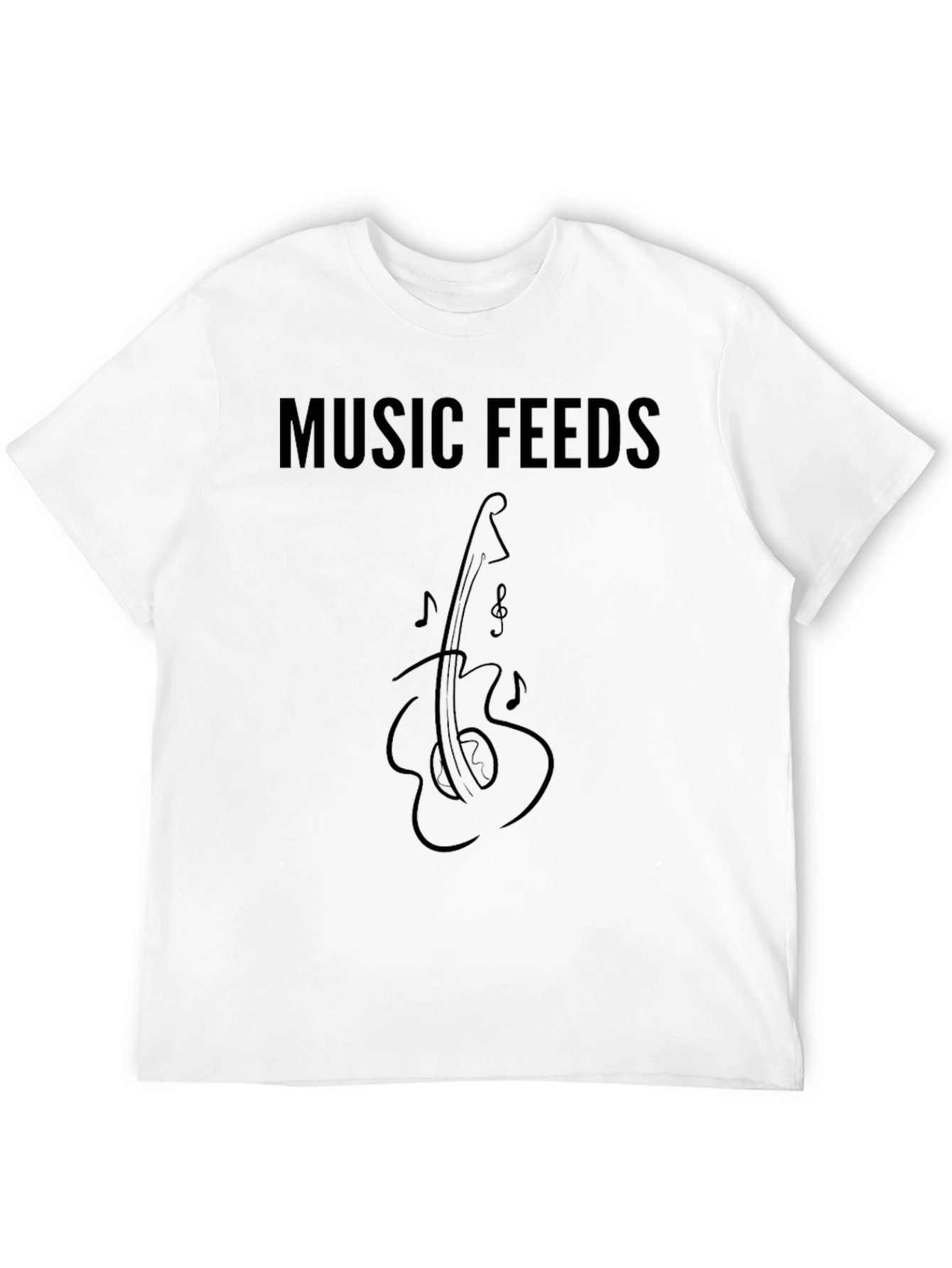 Music Feeds Guitar T-Shirt - Black Graphic Tee