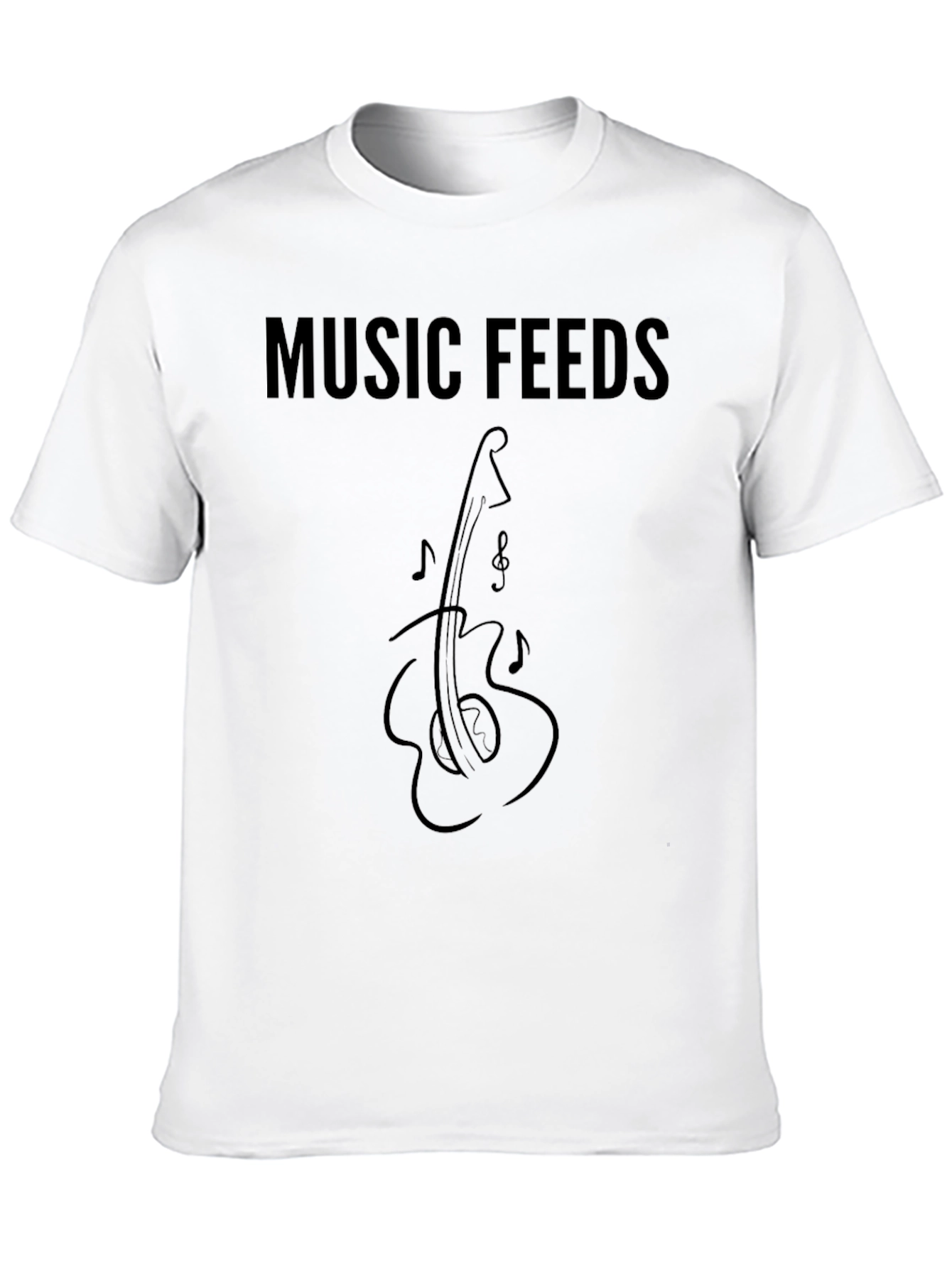 Music Feeds Guitar T-Shirt - Black Graphic Tee