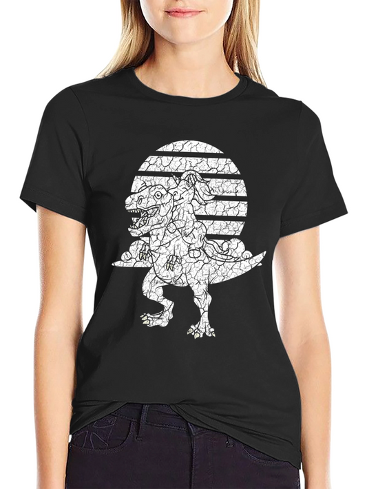 Dino Sunset Graphic Tee - Unique Distressed Design