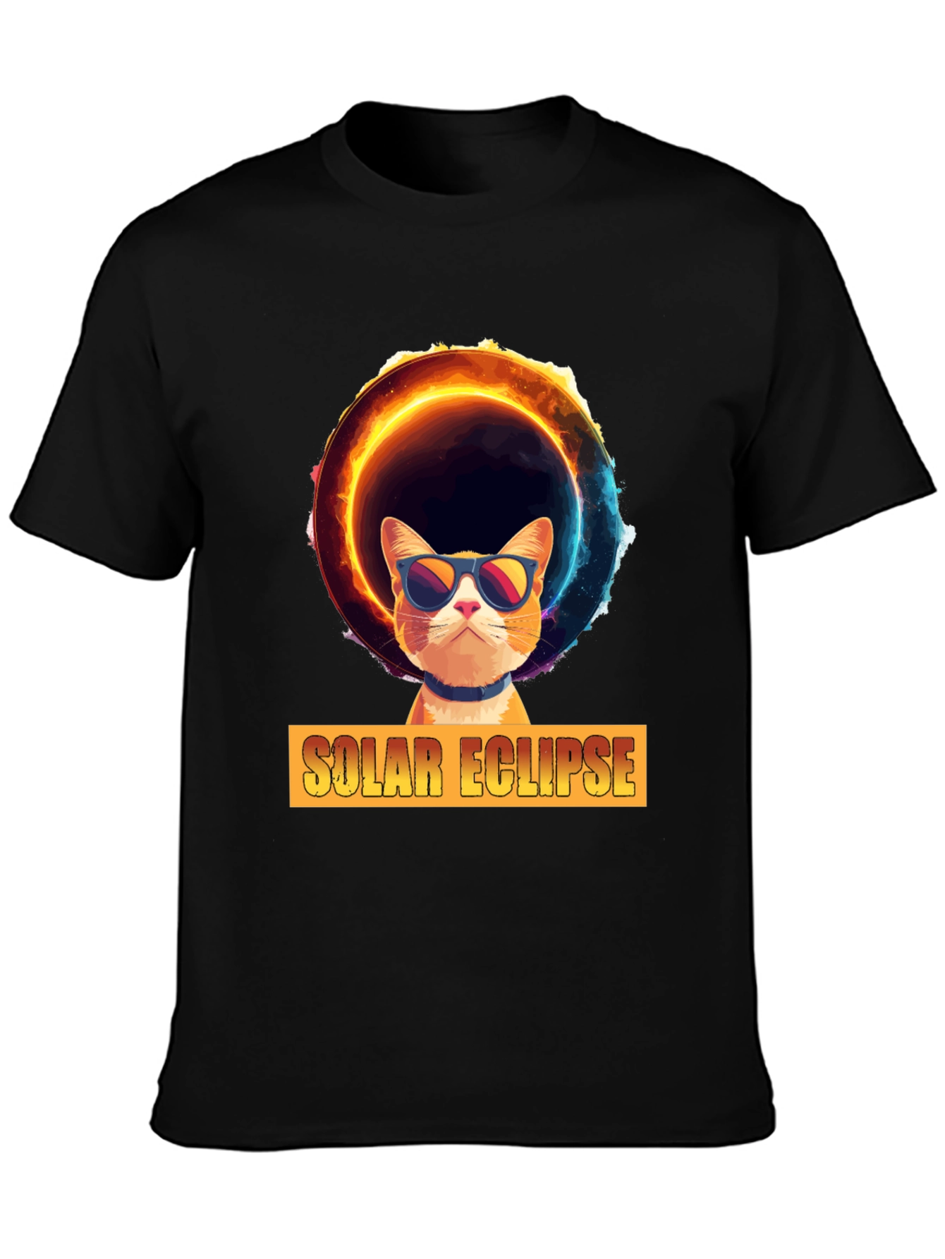 Solar Eclipse Cat Graphic Tee - Cool Celestial Design
