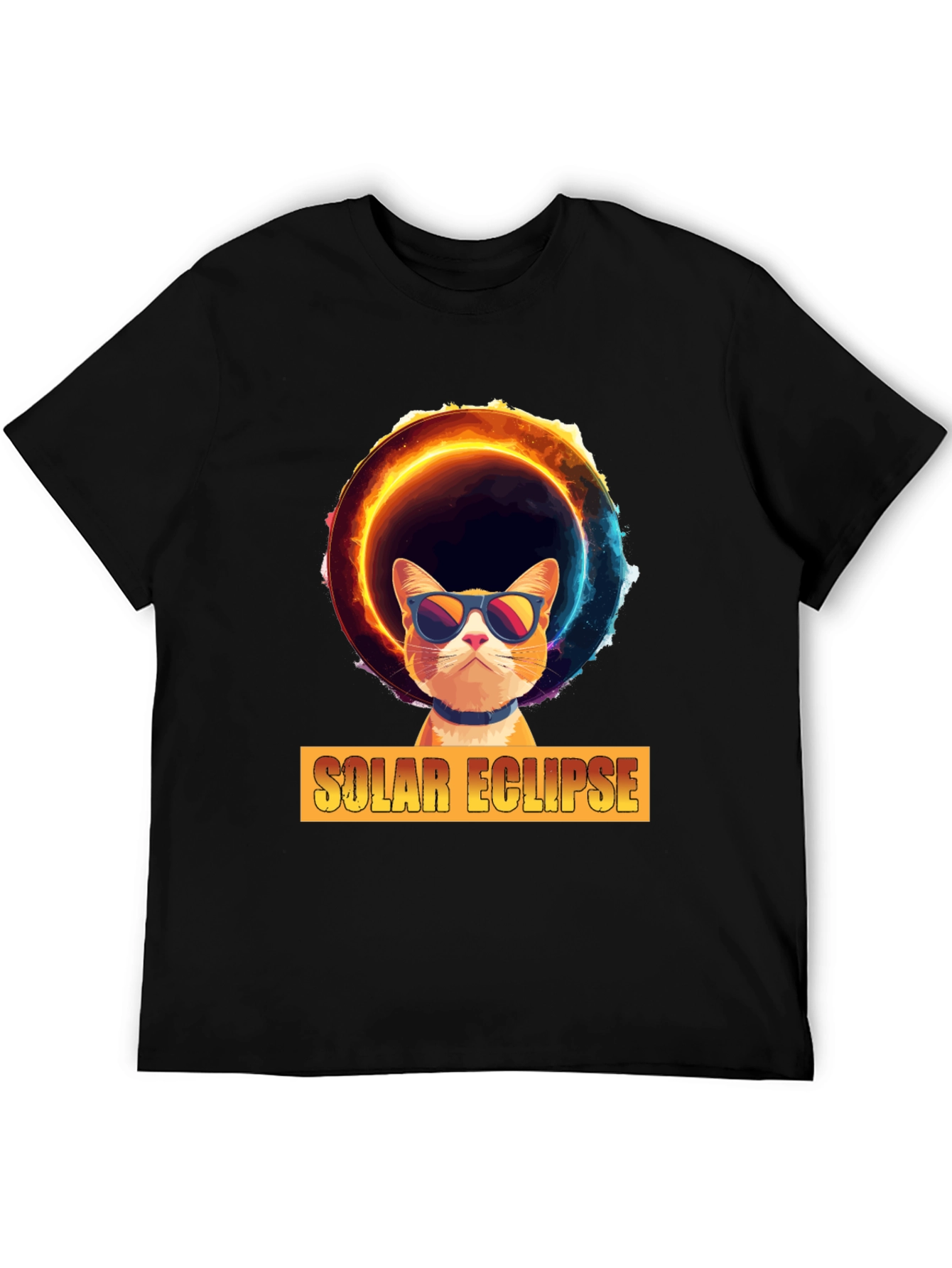 Solar Eclipse Cat Graphic Tee - Cool Celestial Design