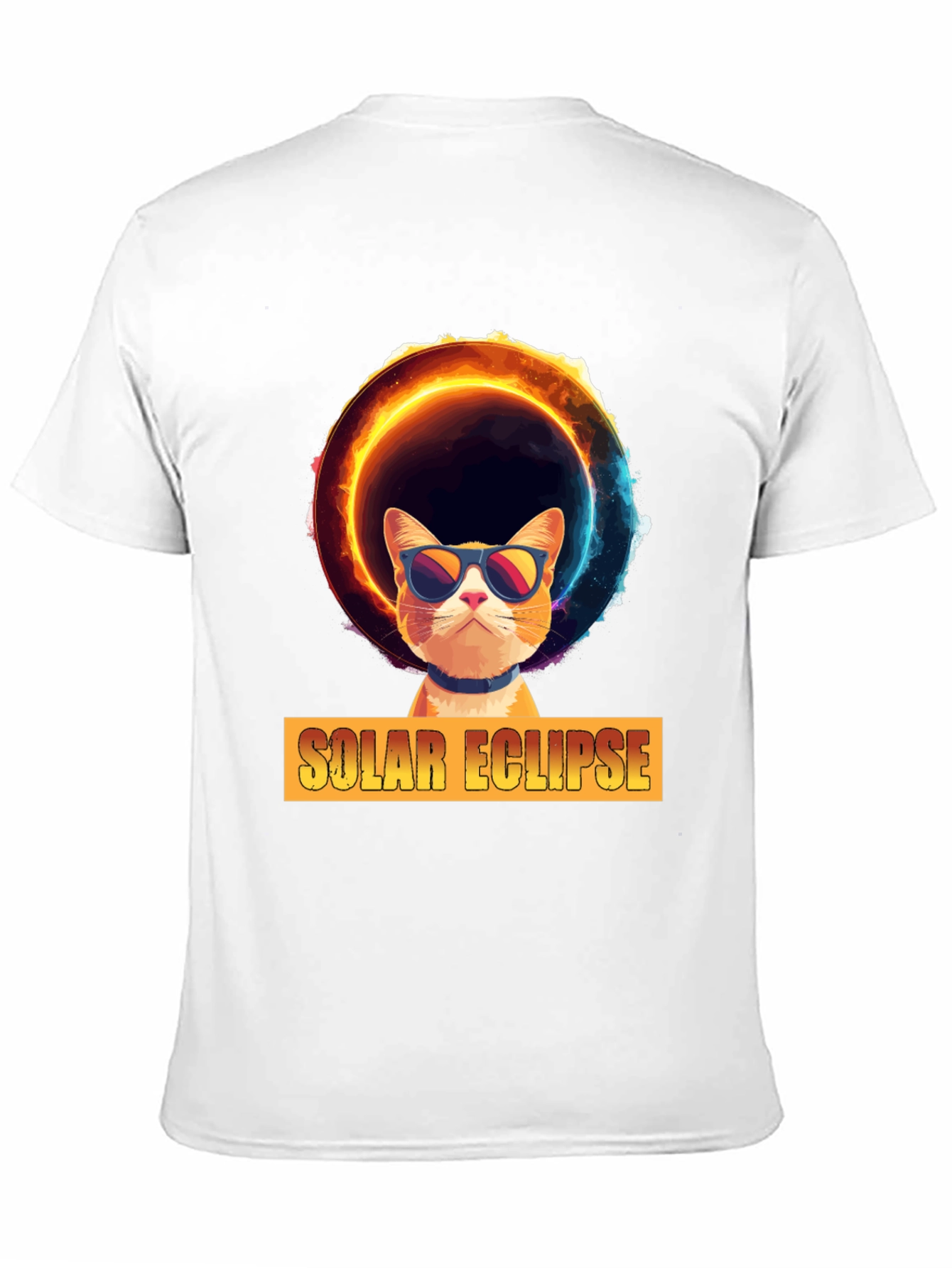 Solar Eclipse Cat Graphic Tee - Cool Celestial Design