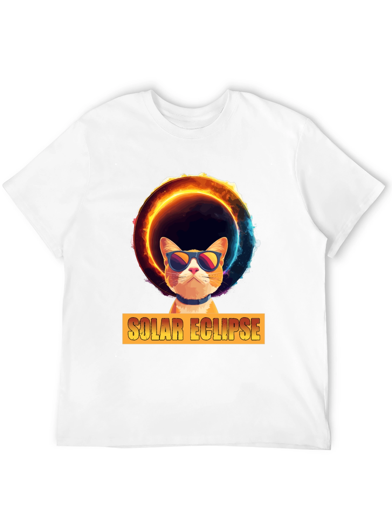 Solar Eclipse Cat Graphic Tee - Cool Celestial Design