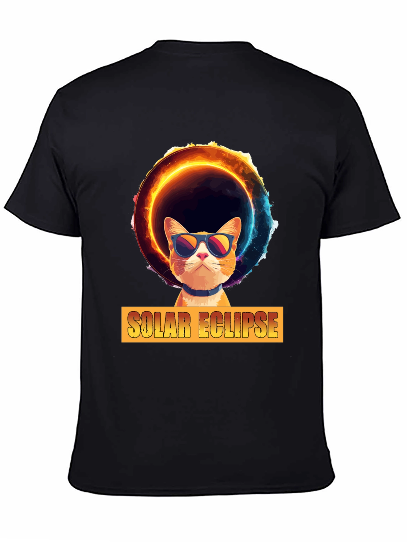 Solar Eclipse Cat Graphic Tee - Cool Celestial Design
