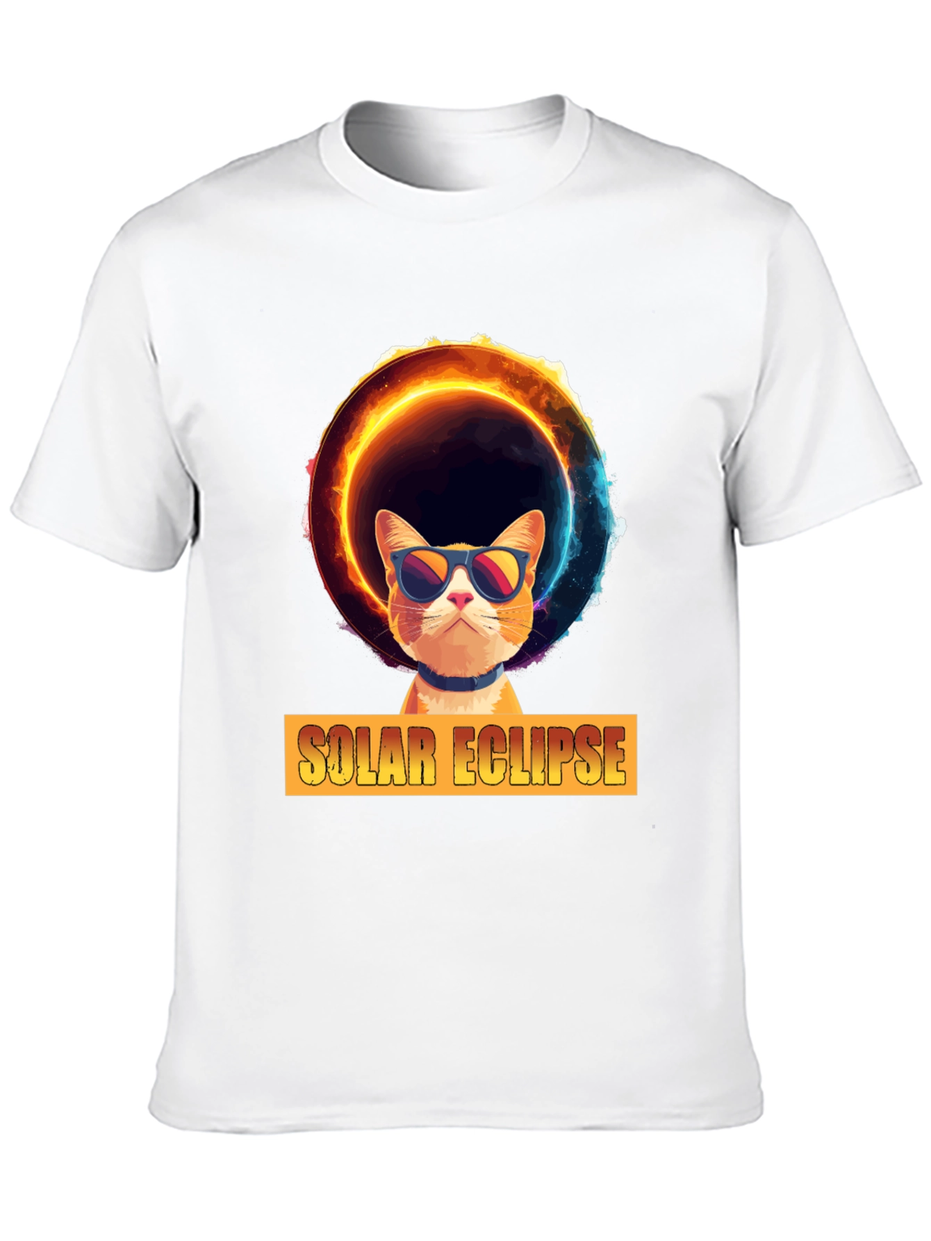 Solar Eclipse Cat Graphic Tee - Cool Celestial Design