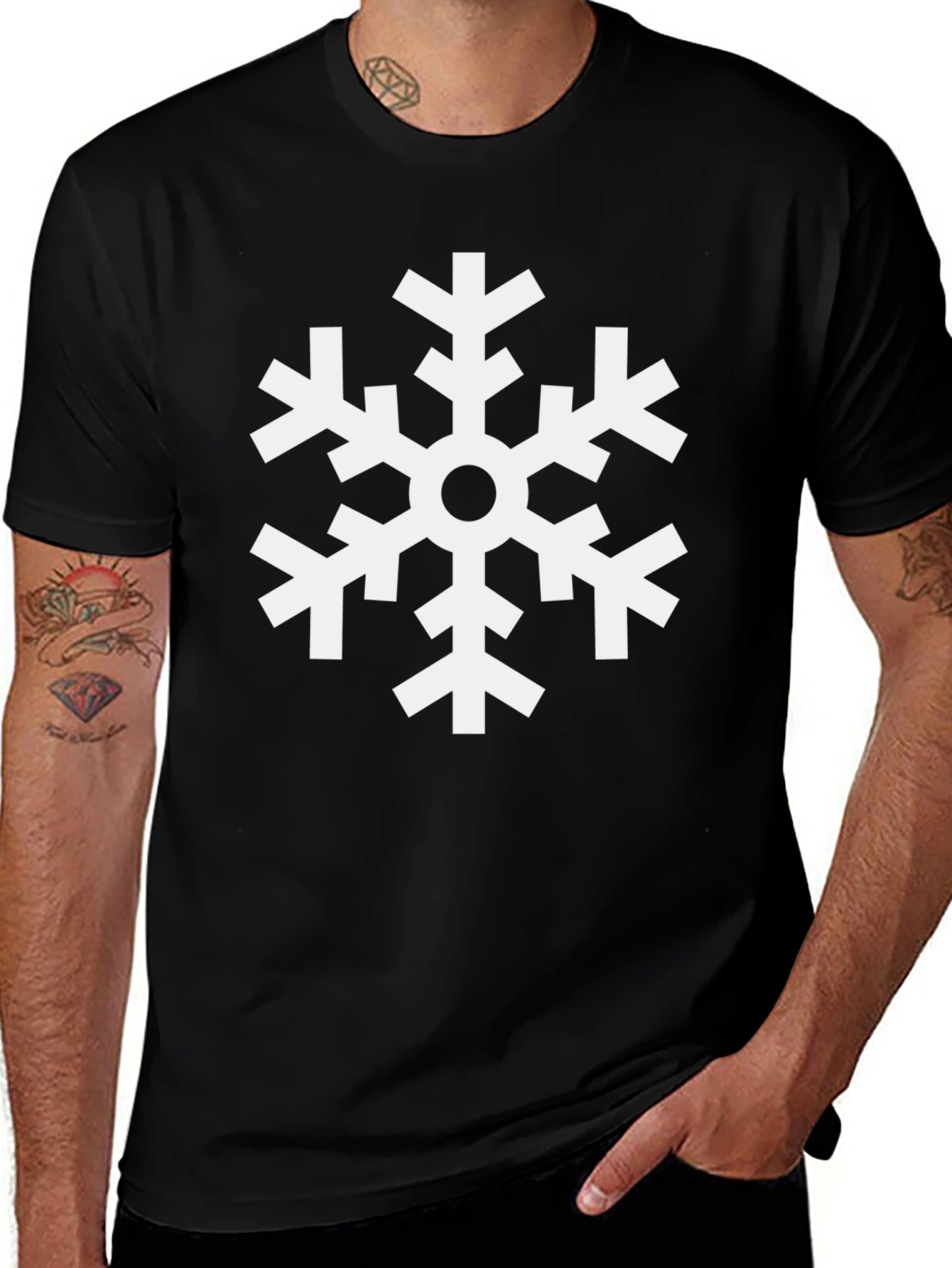 Snowflake Graphic Black T-Shirt
