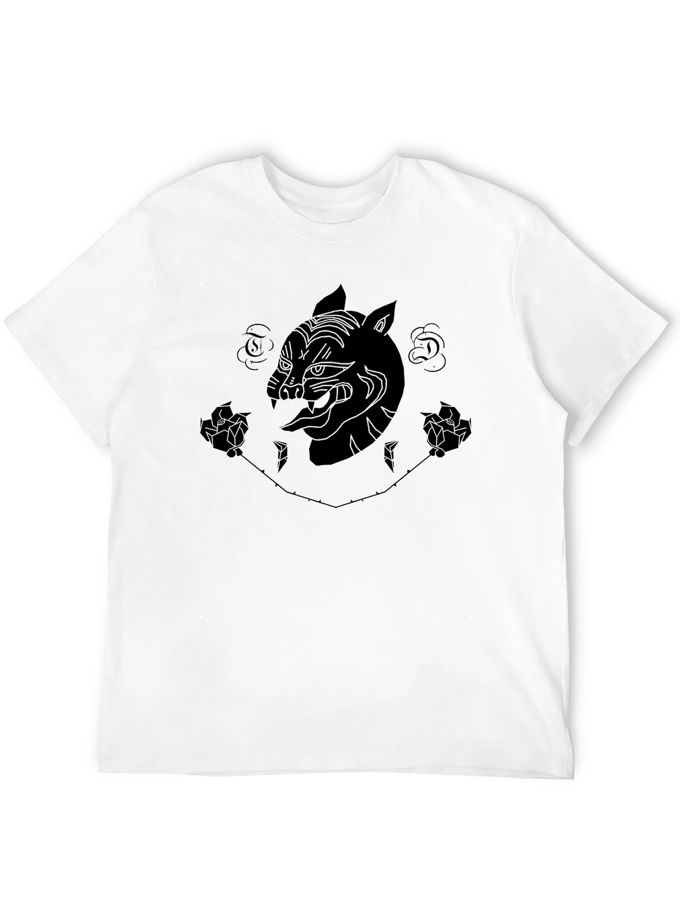 Edgy Tiger Graphic Tee - Black