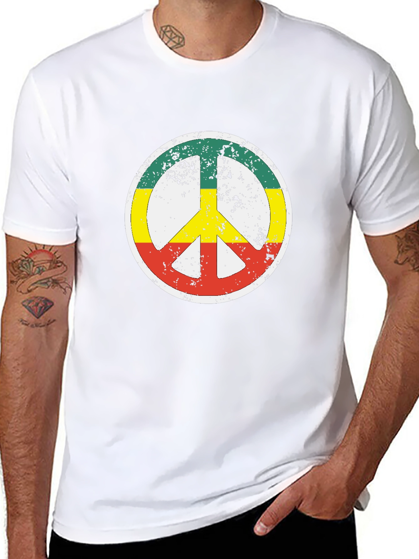 Rasta Peace Sign Black T-Shirt
