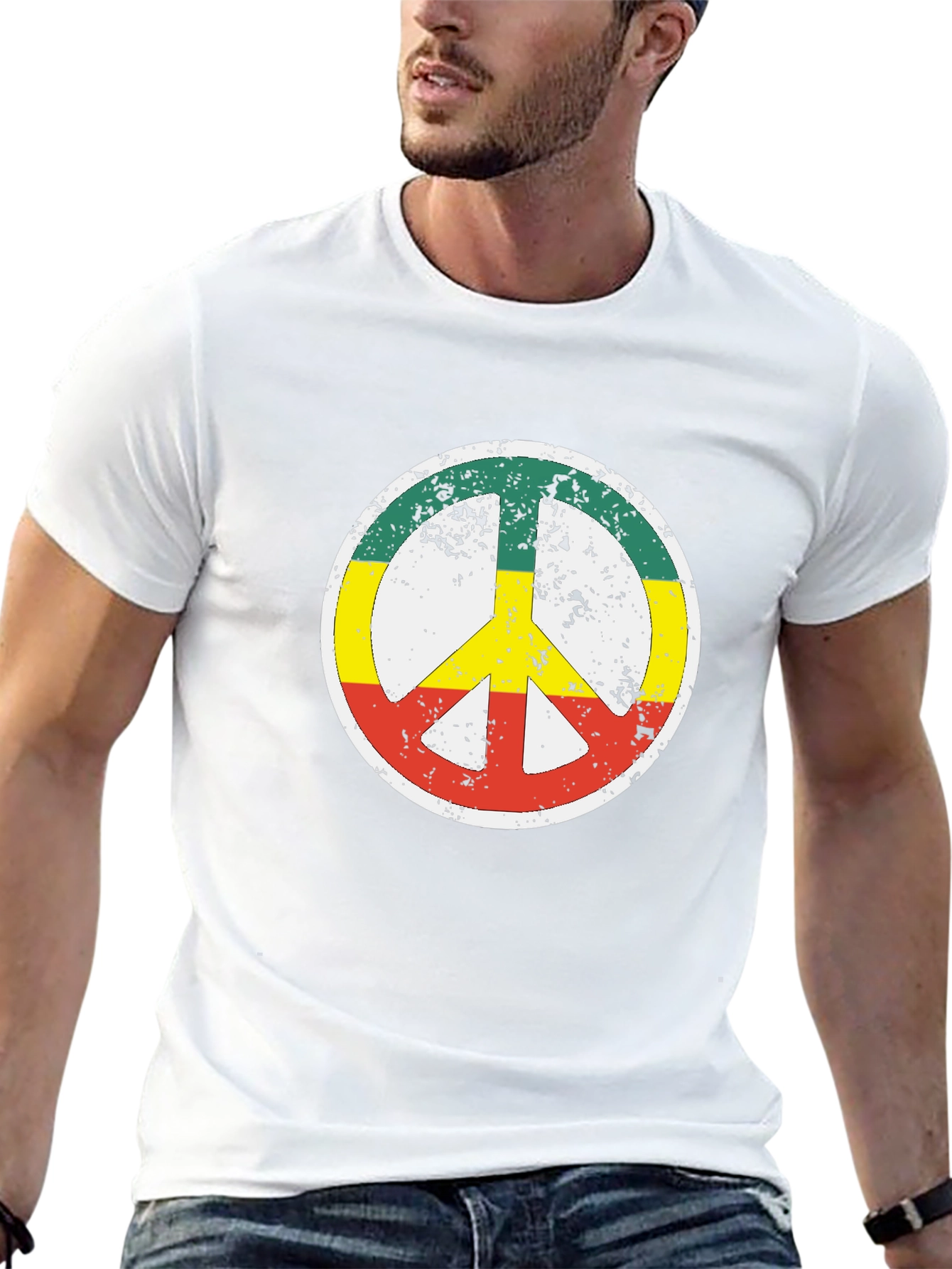 Rasta Peace Sign Black T-Shirt