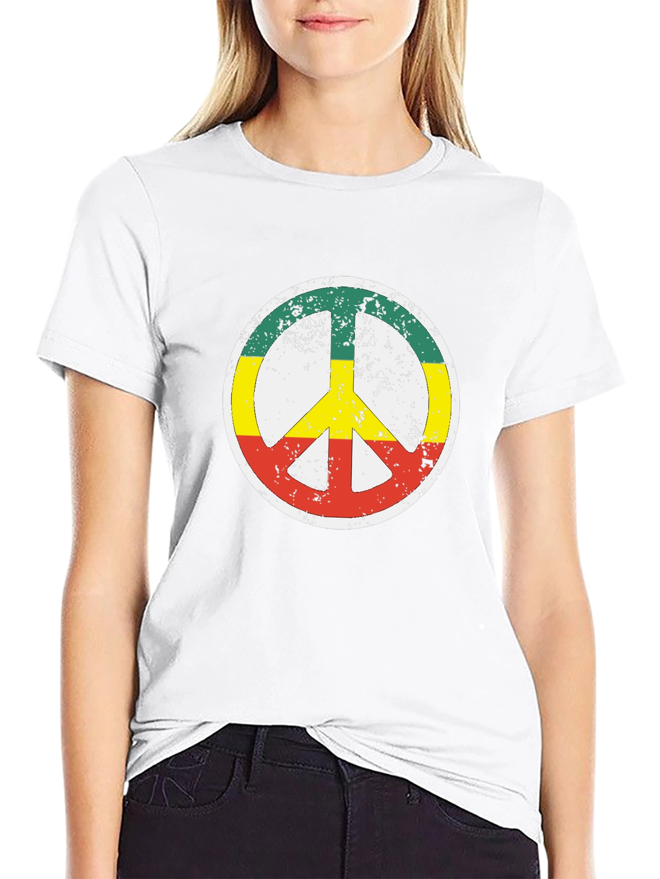 Rasta Peace Sign Black T-Shirt