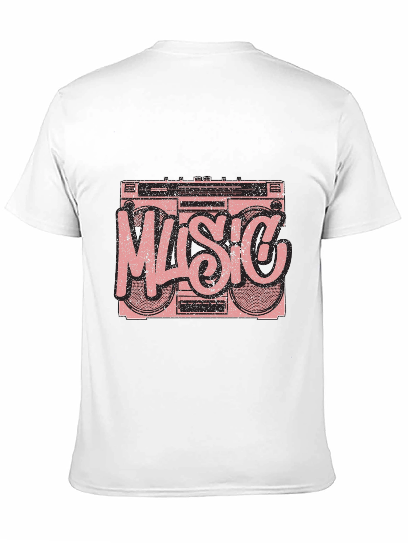 Retro Music Boombox Graphic T-Shirt - Black