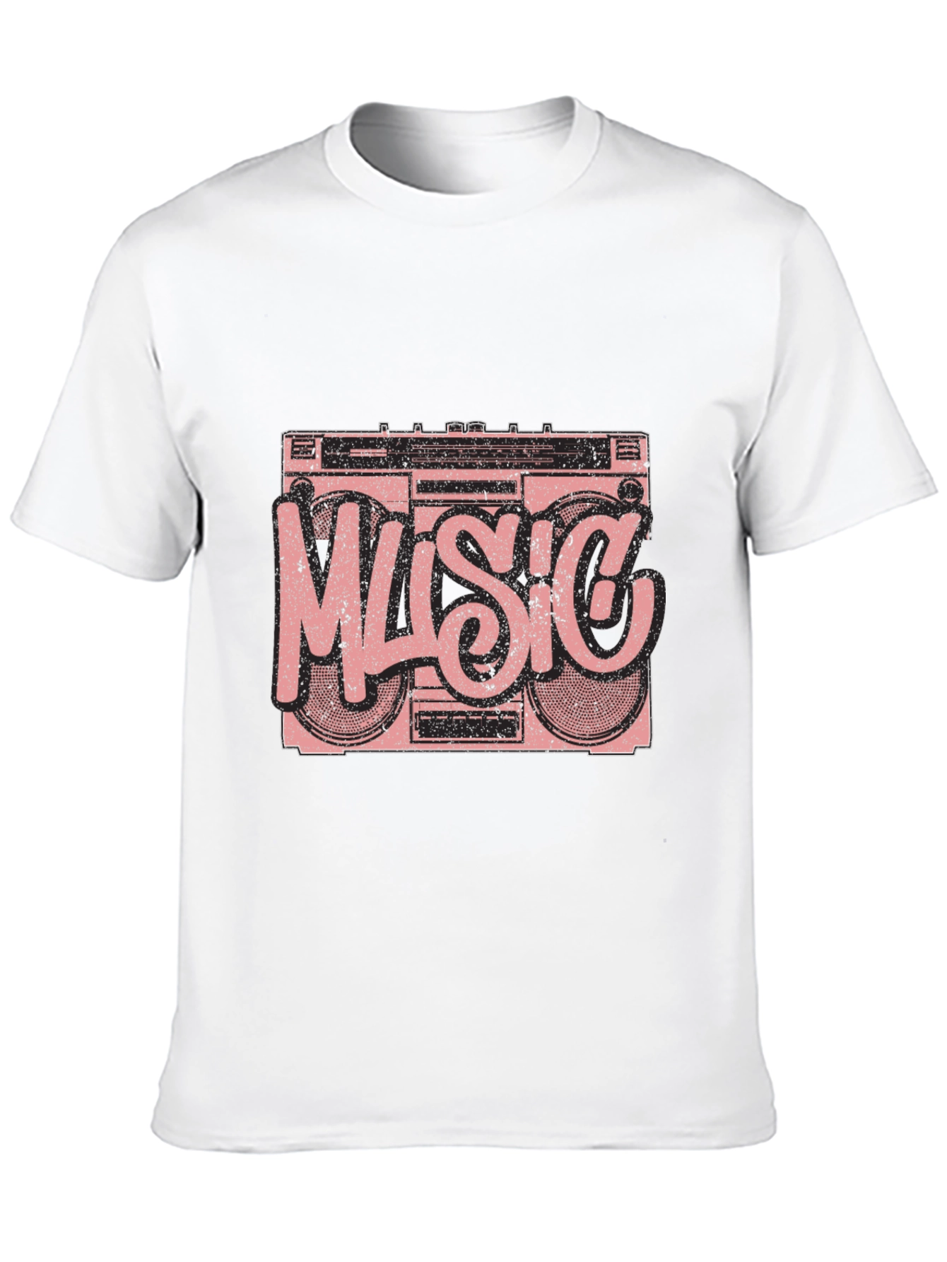 Retro Music Boombox Graphic T-Shirt - Black
