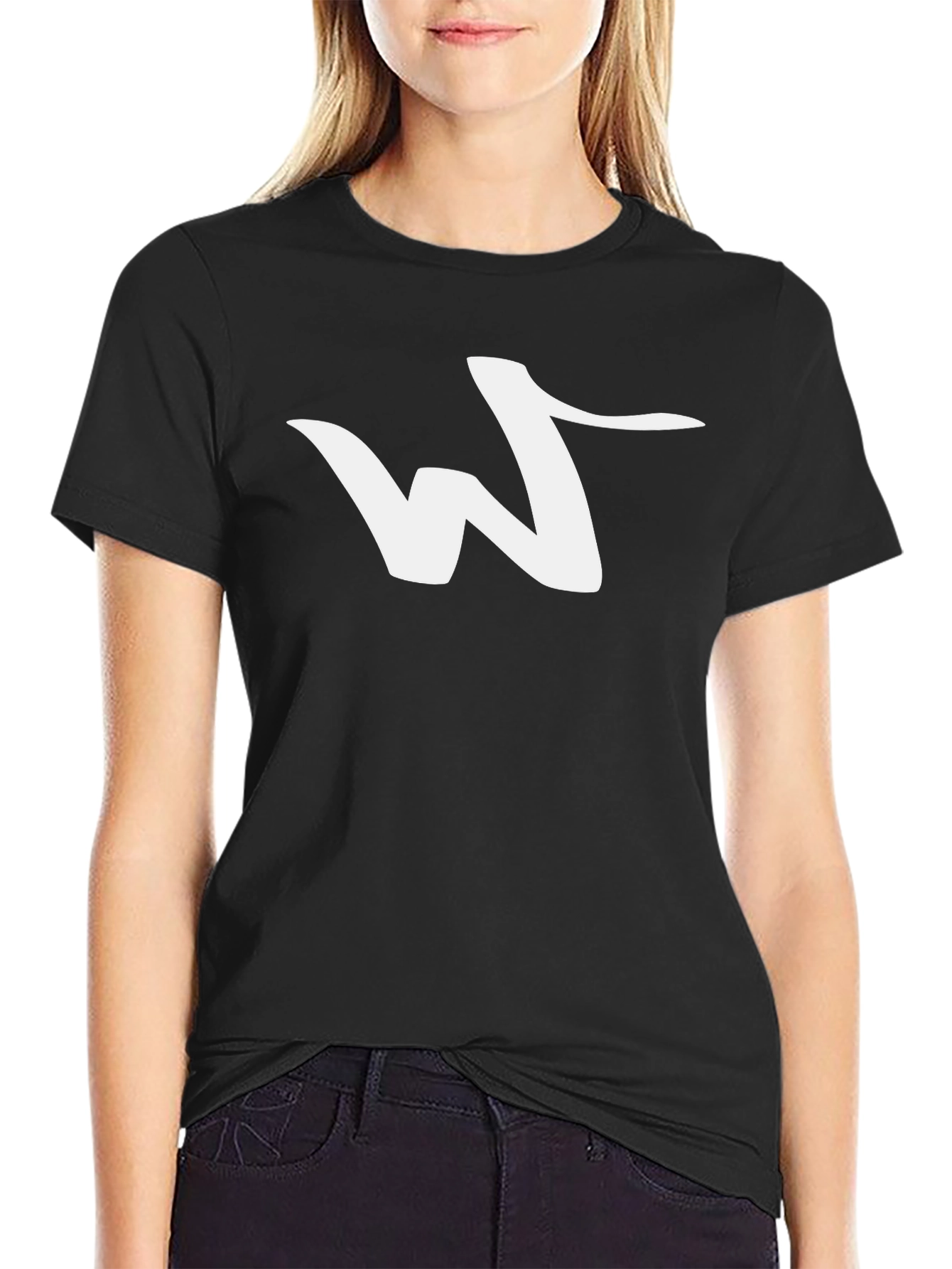 Black Tee with Abstract White Logo