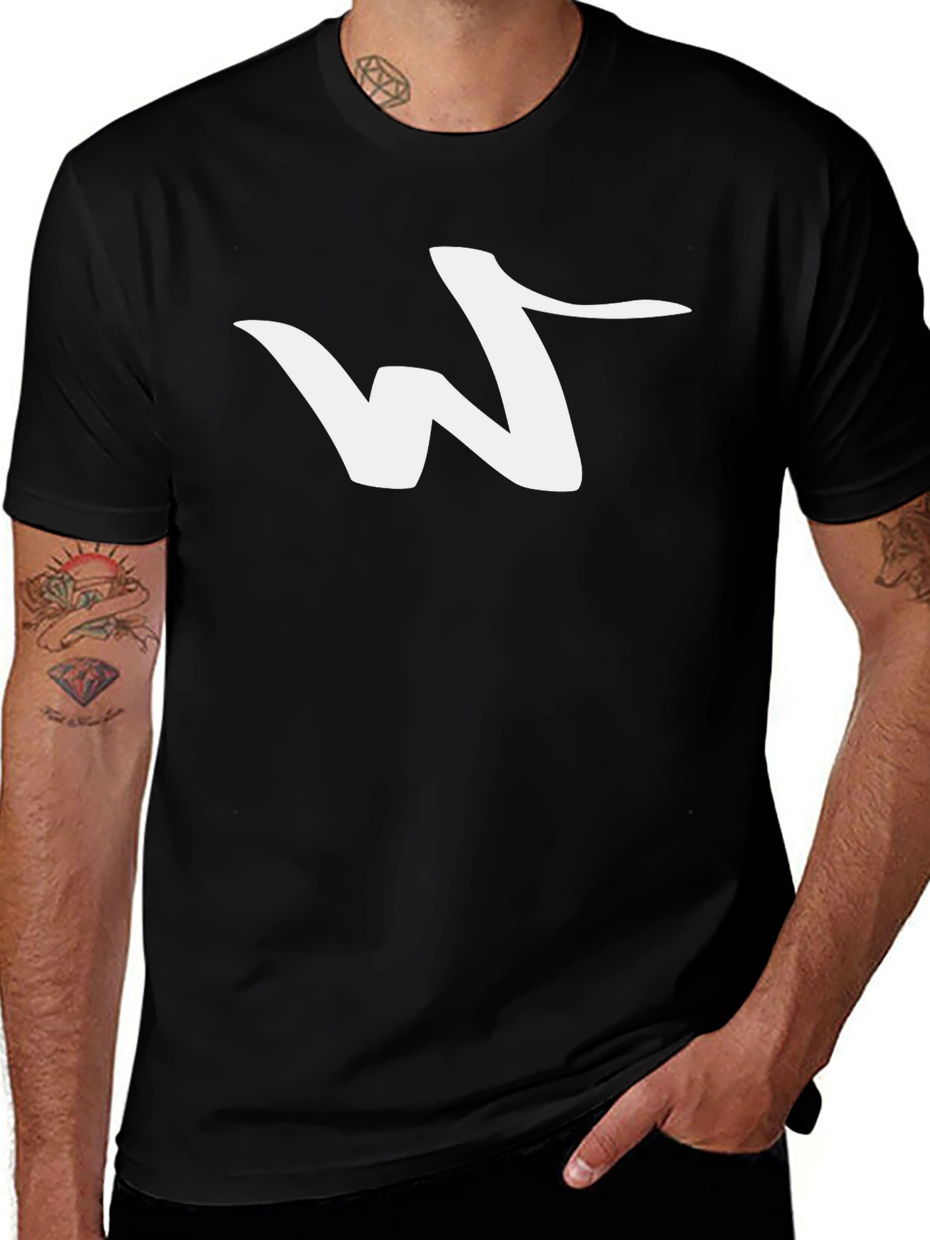 Black Tee with Abstract White Logo